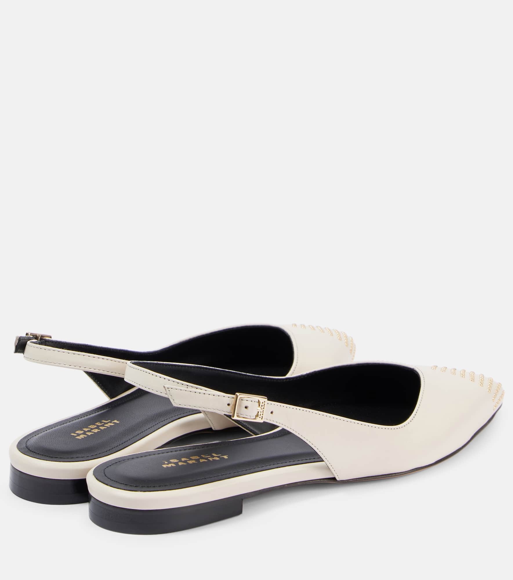 Branee studded leather slingback flats - 2