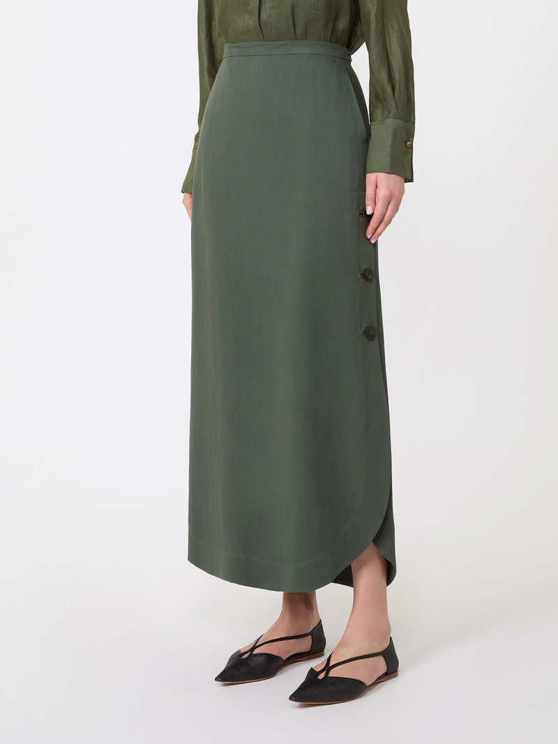 PIRANIA Viscose and linen canvas skirt - KAKI 3