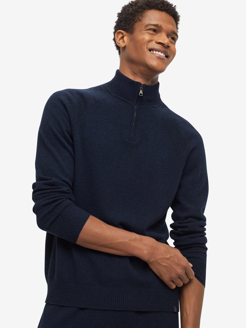Men's Half-Zip Sweater Finley Cashmere Navy - 3