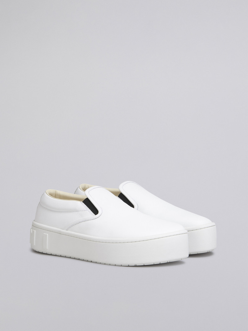 Marni WHITE LEATHER SLIP-ON SNEAKER WITH MAXI LOGO outlook