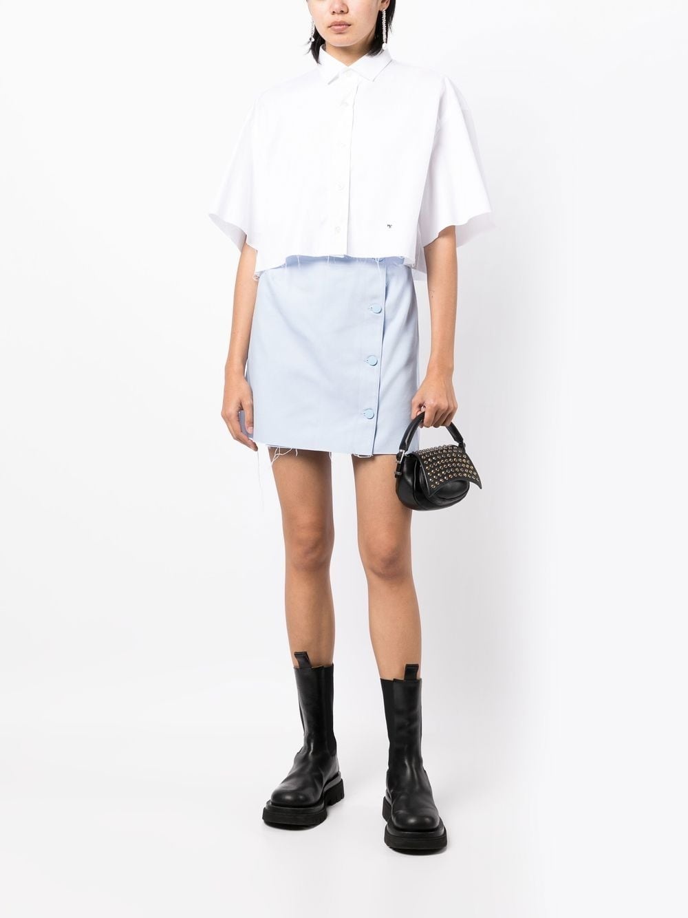 frayed-hem denim miniskirt - 2