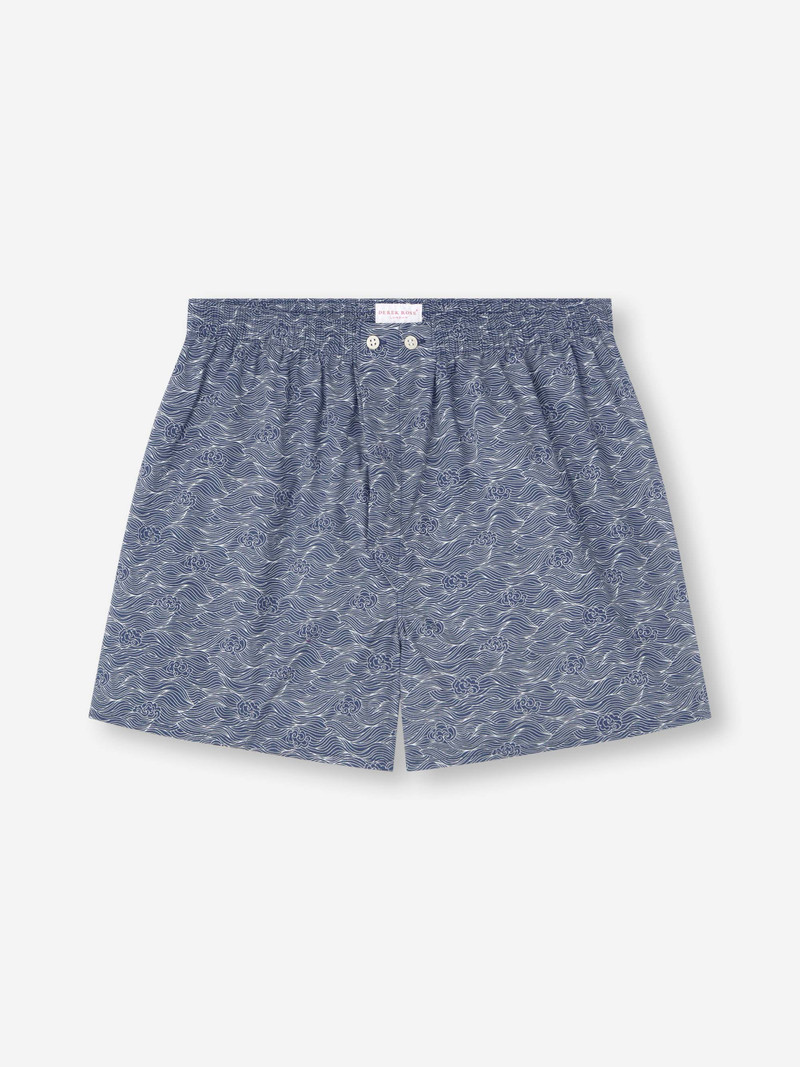 Derek Rose Men's Classic Fit Boxers Cotton Batiste Navy Blue Night Sky Print outlook