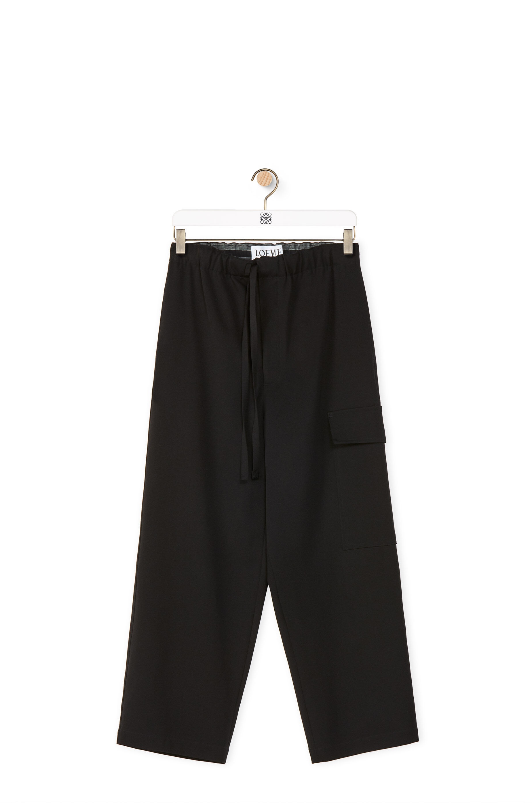 Cropped drawstring trousers in wool - 1