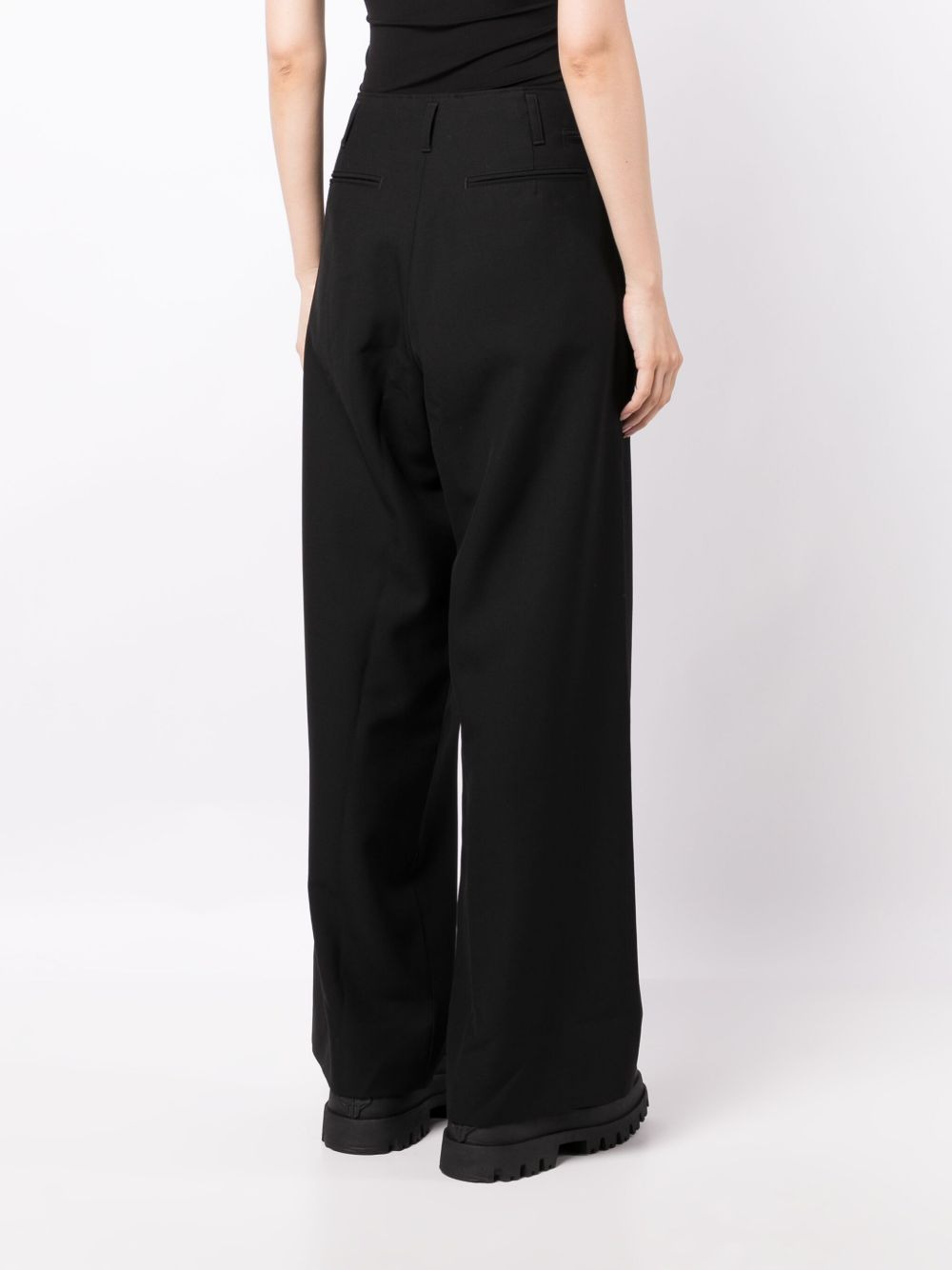 wide-leg wool trousers - 4