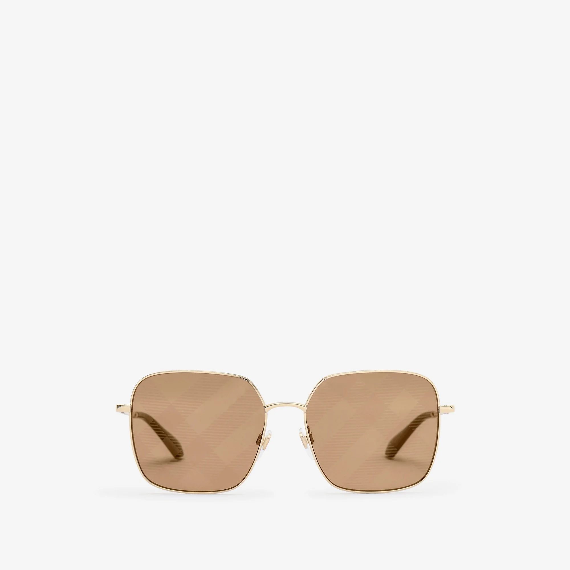 Metal Check Oversized Square Sunglasses - 1