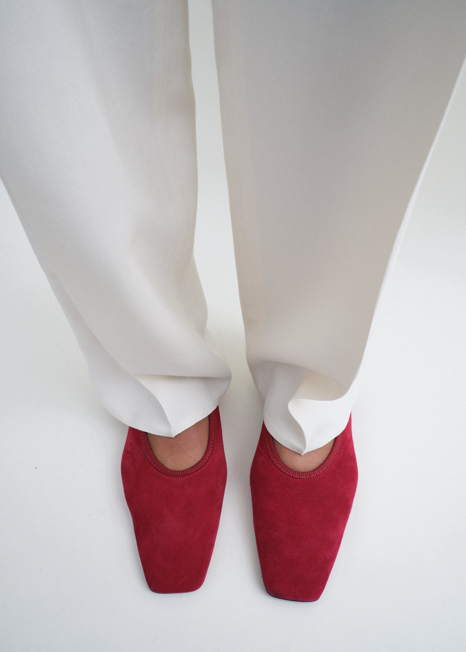 Minimalist suede ballerinas scarlet - 2