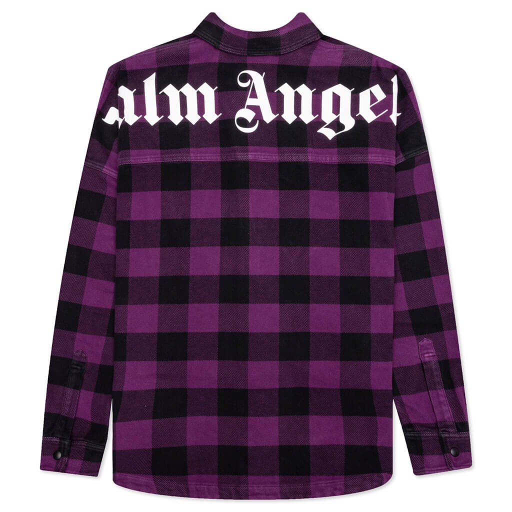 PALM ANGELS CLASSIC LOGO OVERSHIRT - PURPLE/WHITE - 2