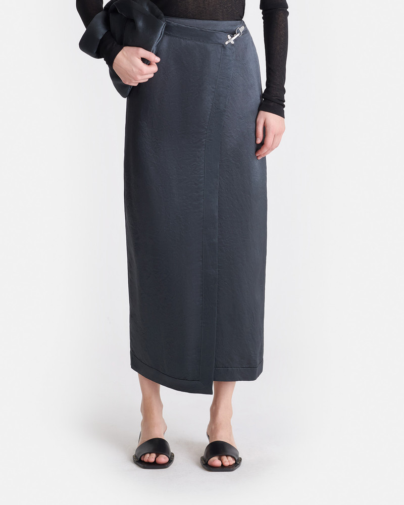 Nanushka Crinkled Satin Midi Skirt outlook