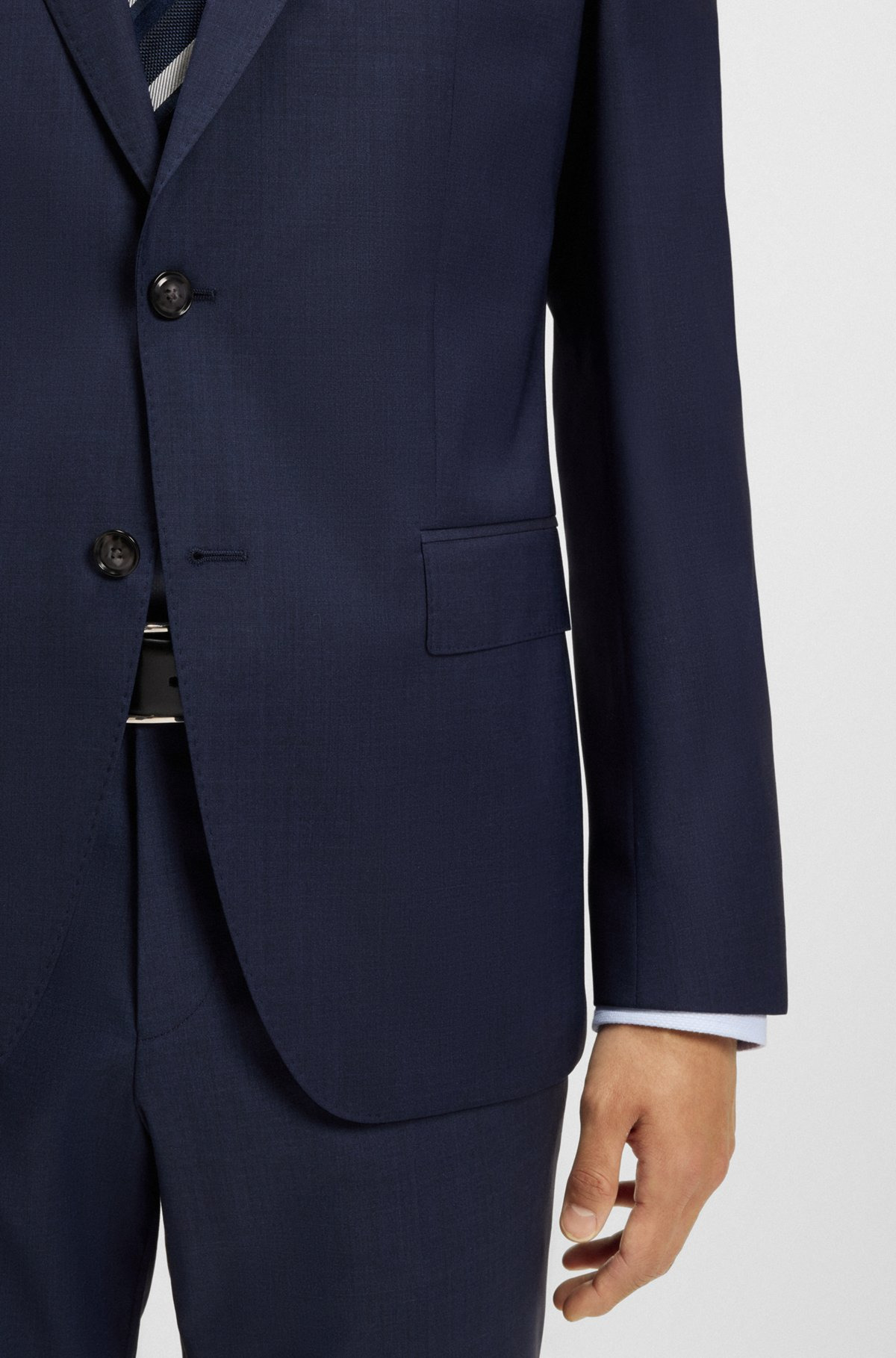 SLIM-FIT THREE-PIECE SUIT IN MELANGE WOOL - 5