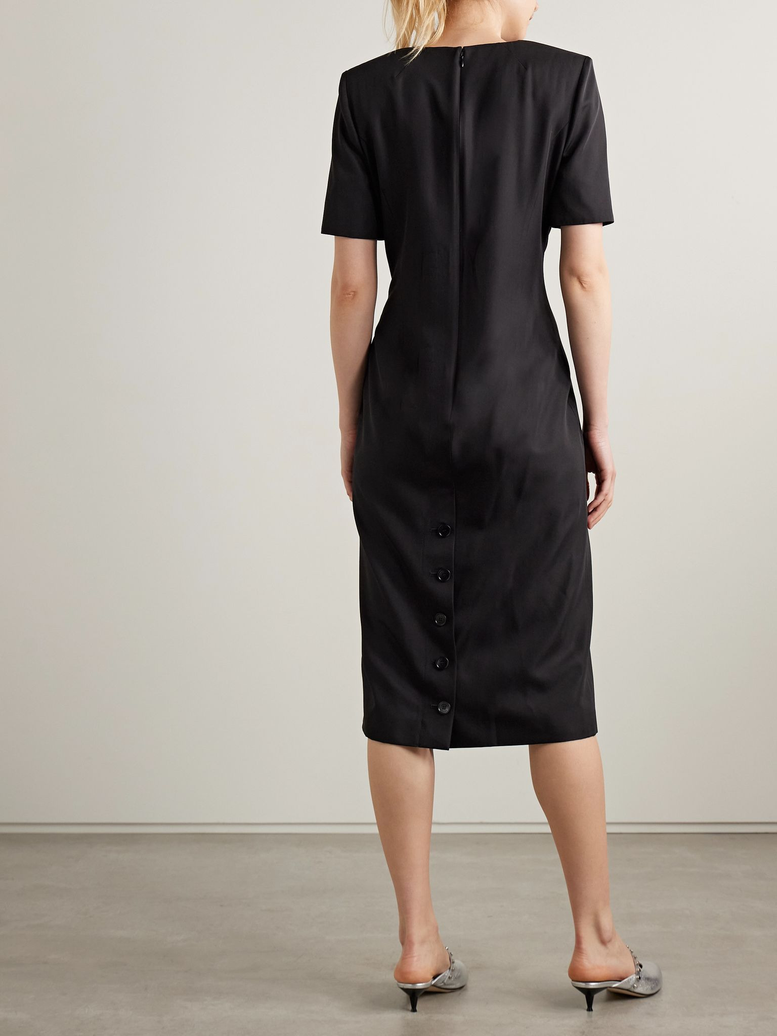 Wool-blend midi dress Black - 3