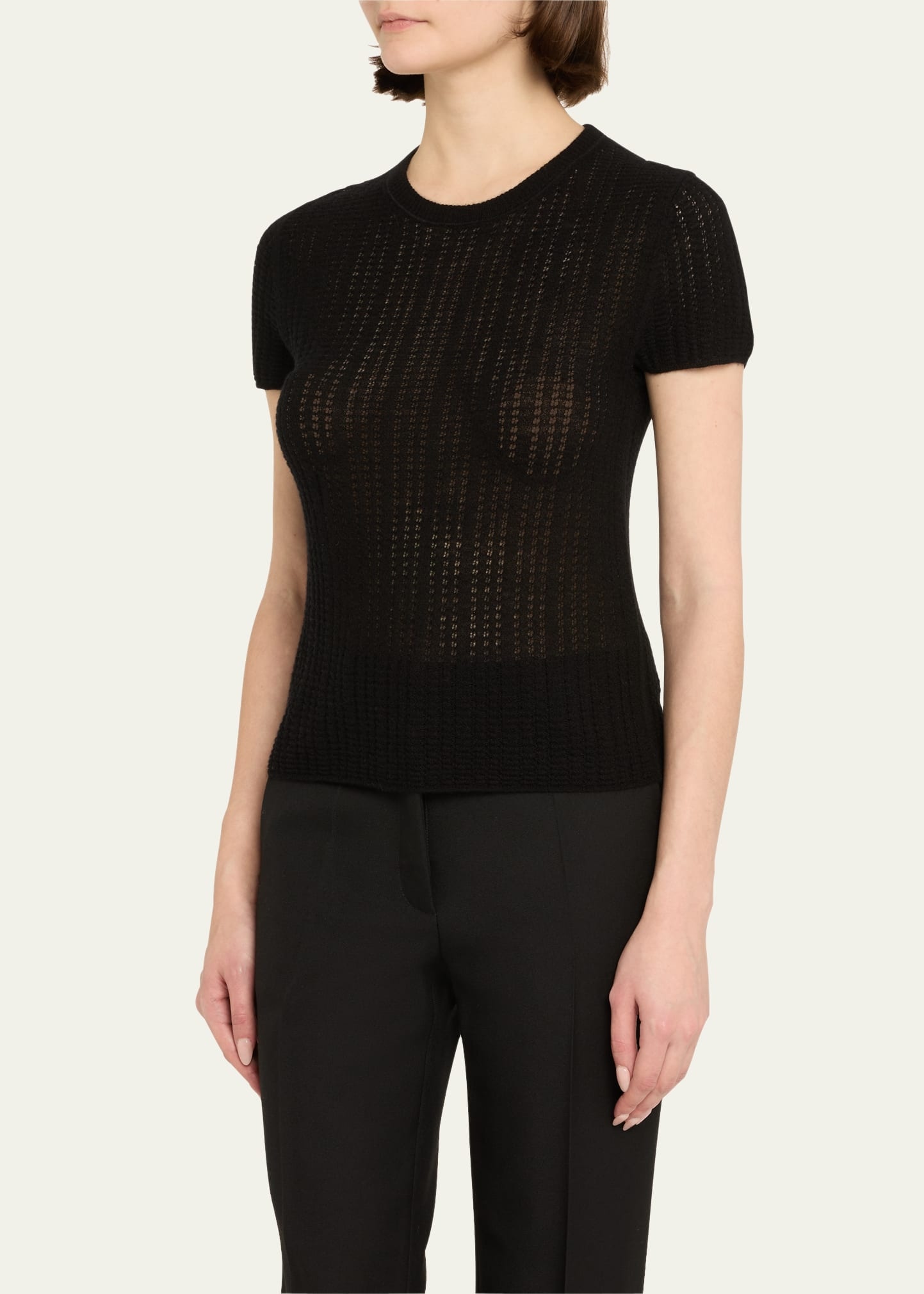 Crewneck Waffle-Knit Top - 4