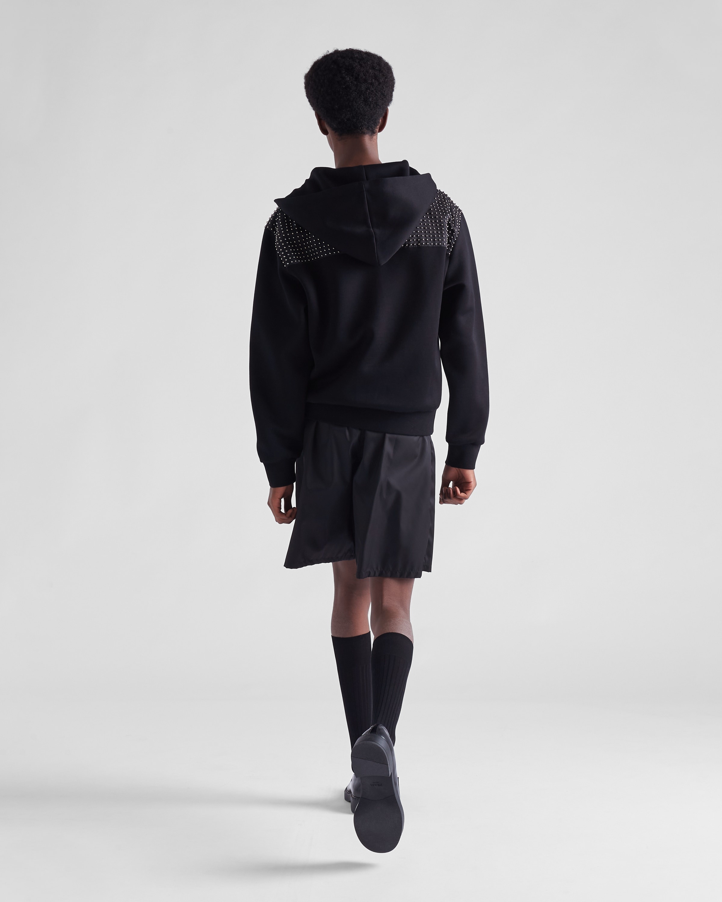 Studded technical fabric hoodie - 5