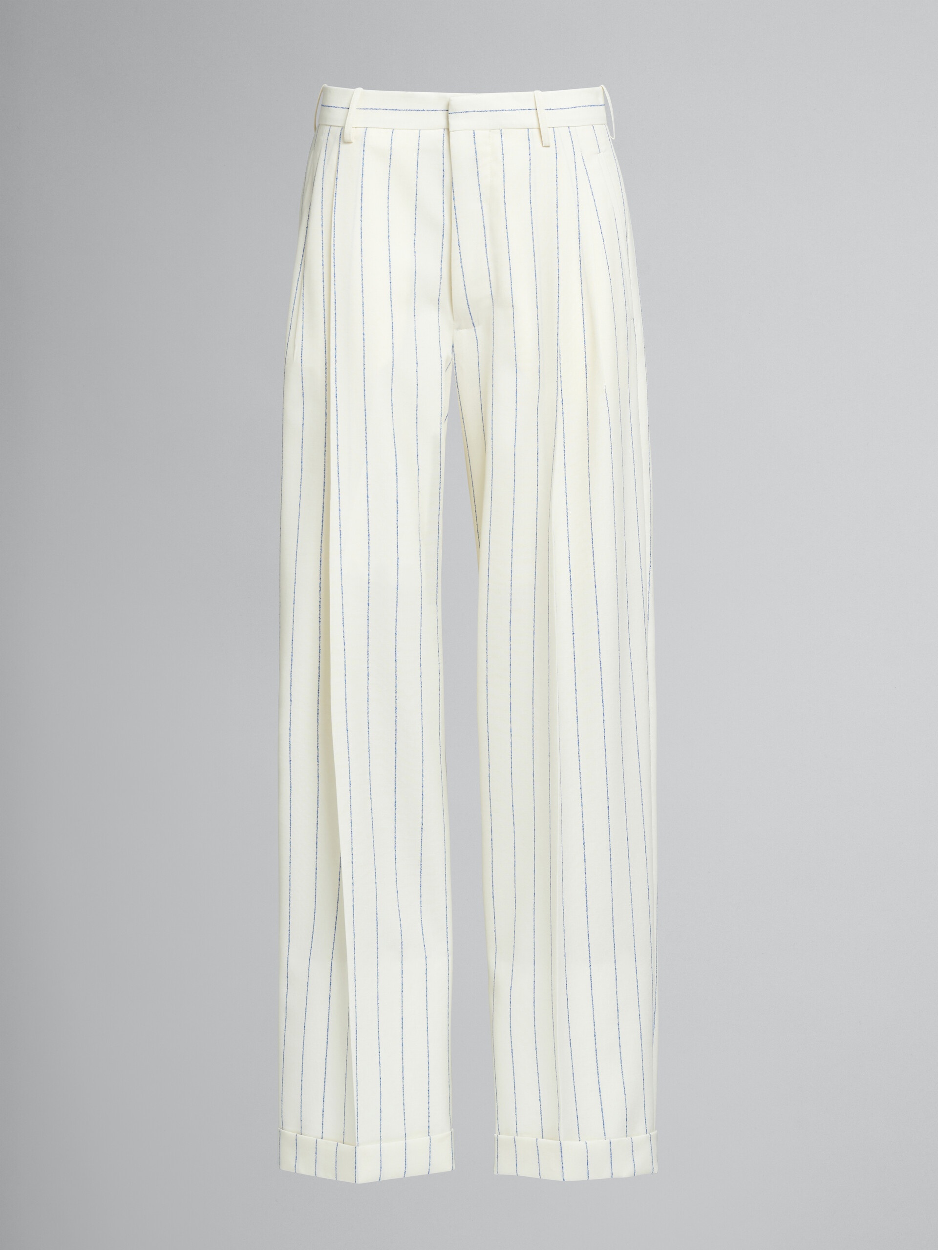 PINSTRIPED FRESCO WOOL PANTS - 1
