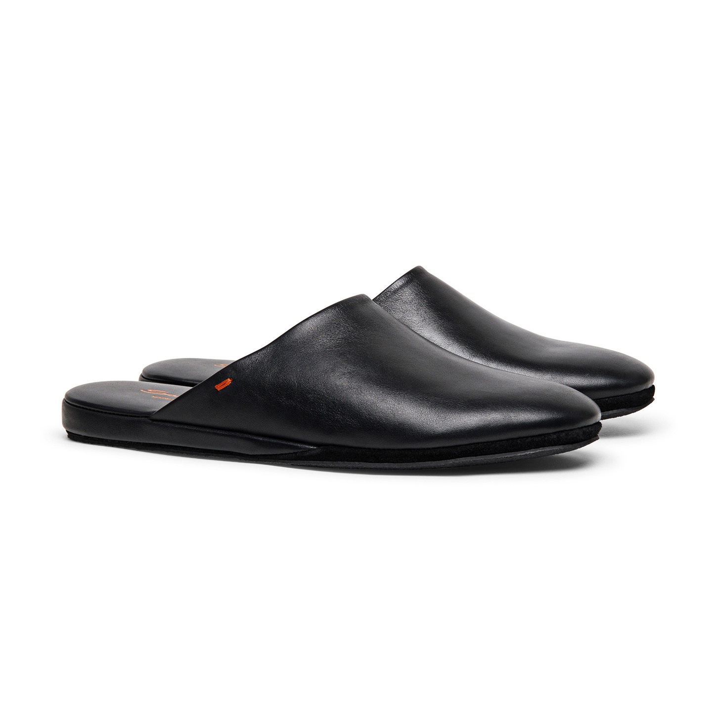 Men's black leather slipper - 2