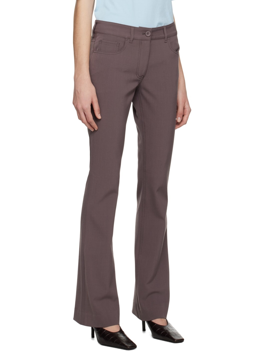 Purple Flared Trousers - 2