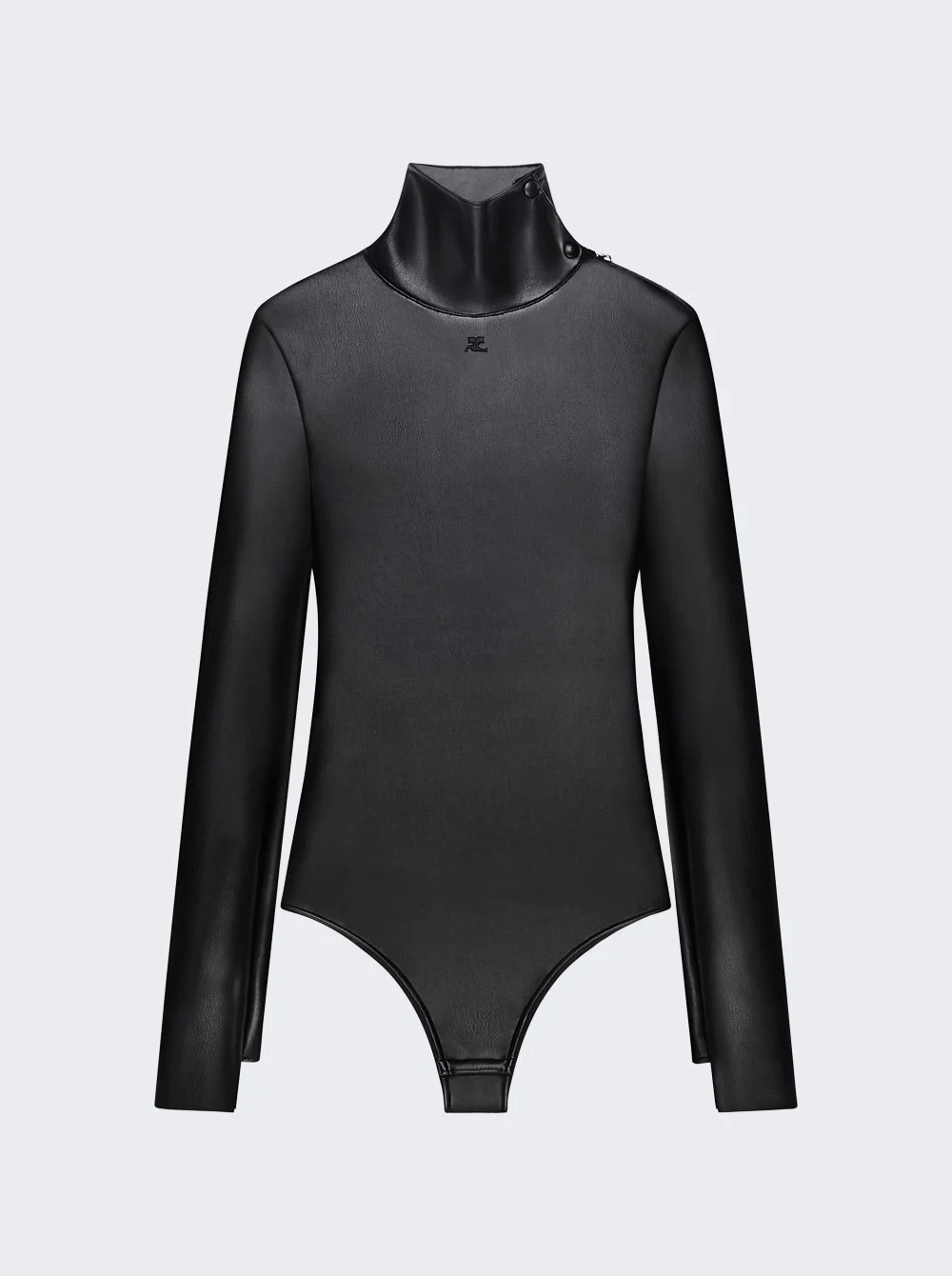 Mockneck Leather Effect Bodysuit Black - 1