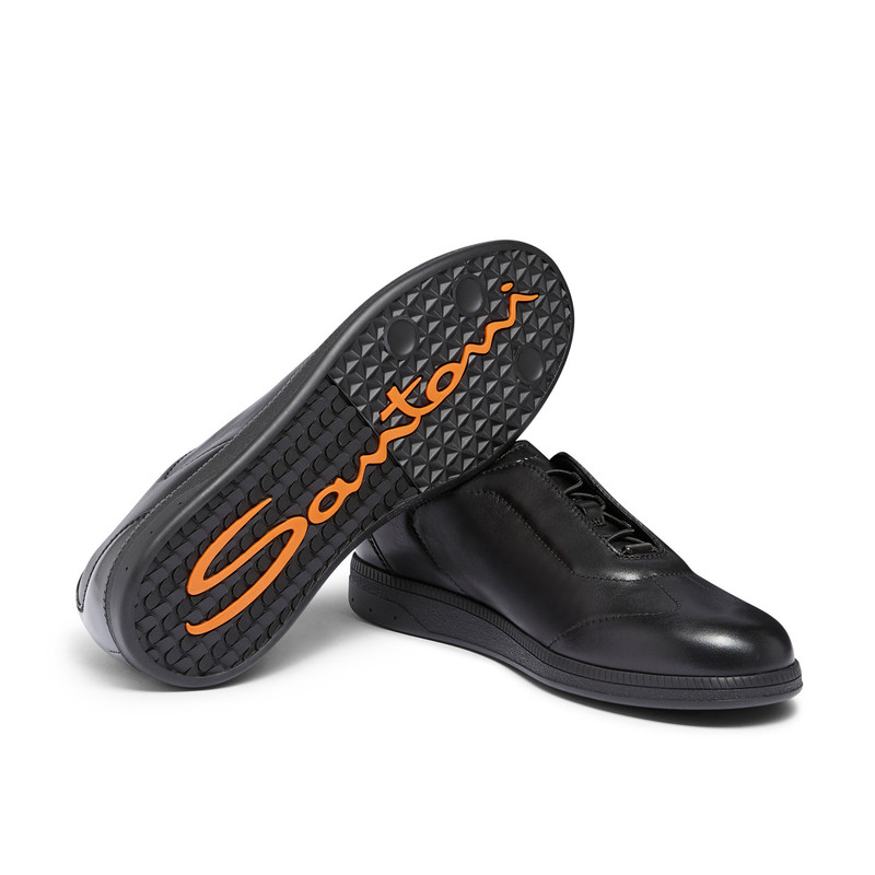 Men's black leather sneaker 4