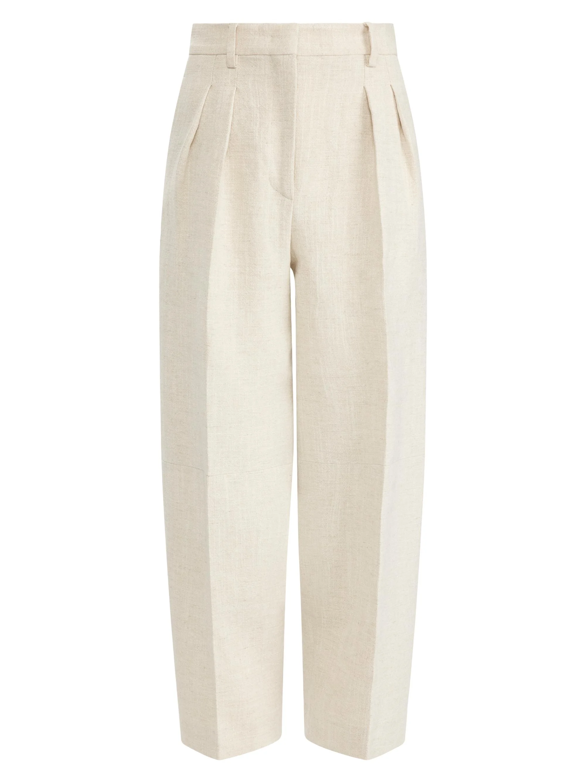 Women's Dash Pleated Linen-Blend Pants - Mortar Melange - 1