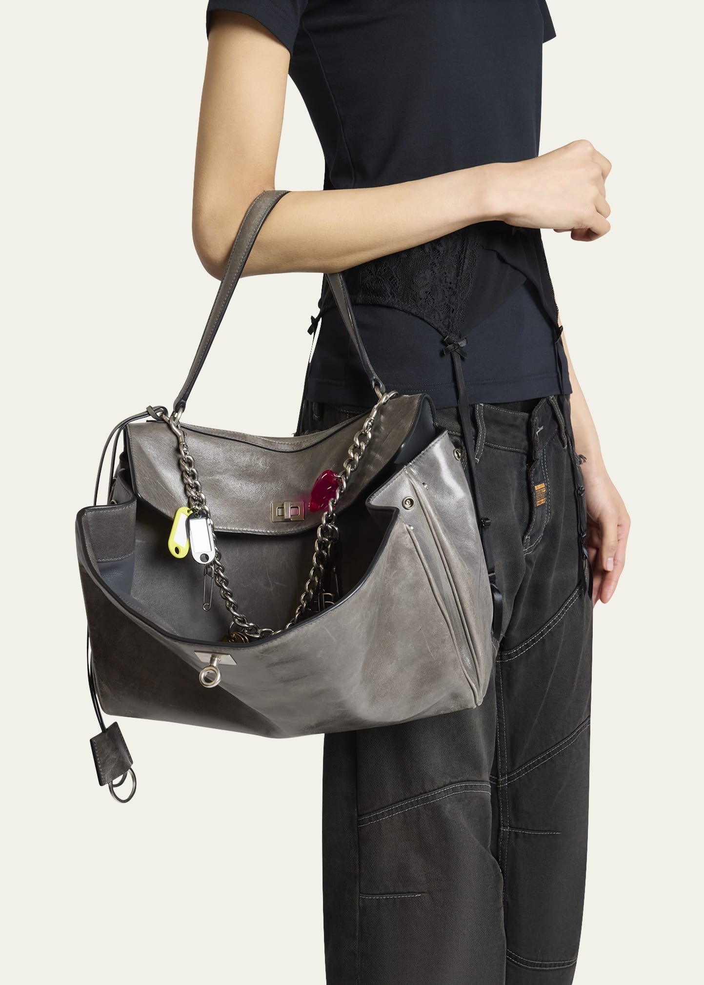 Rodeo Medium Leather Top-Handle Bag with Charms - 2