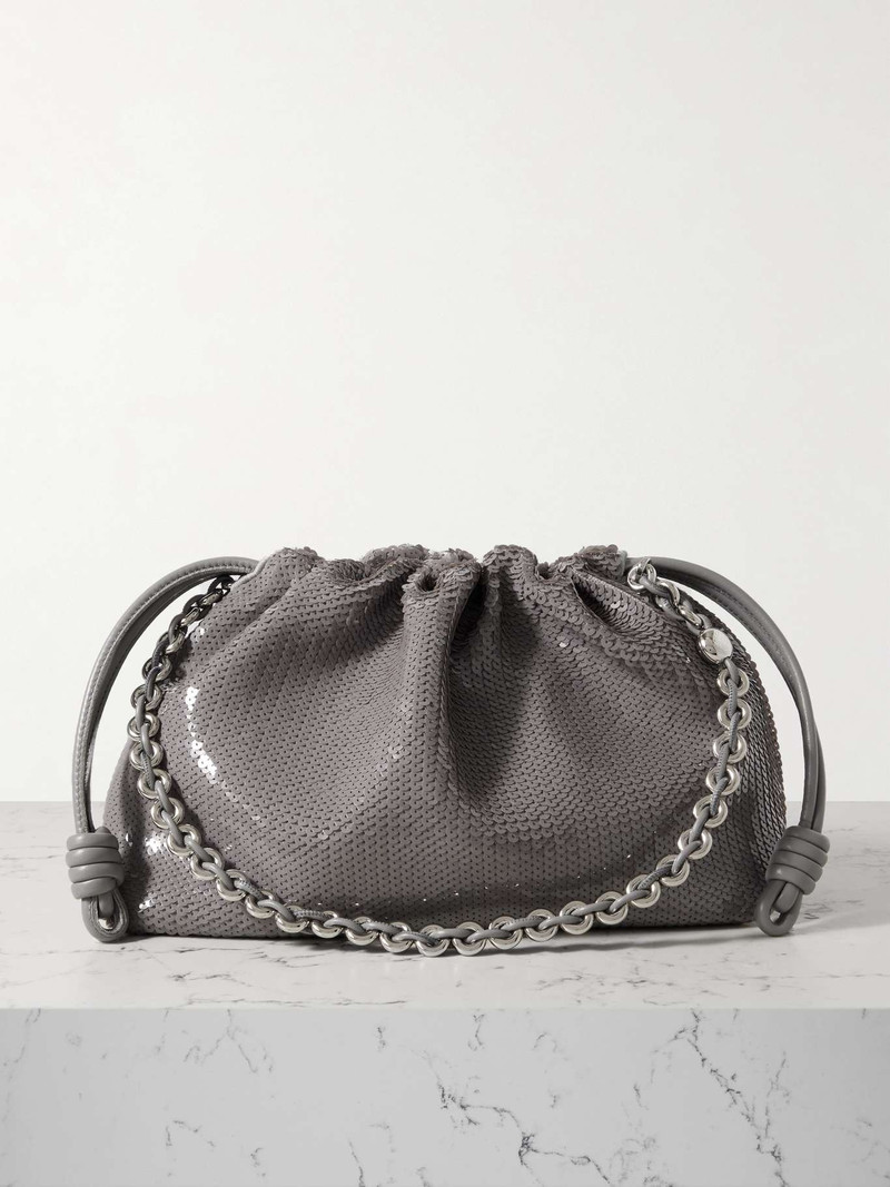 Flamenco sequined leather clutch Gray 1