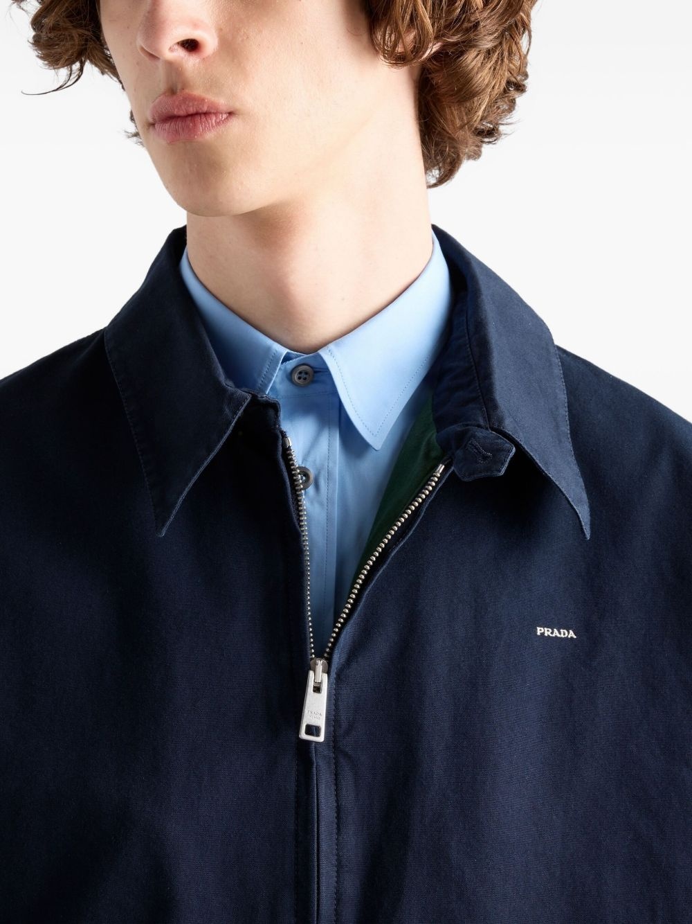 embroidered-logo zip-up jacket - 5