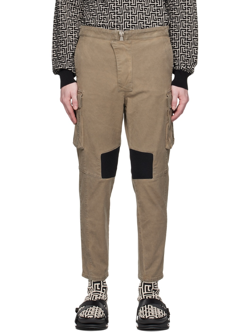 Khaki Insert Cargo Pants - 1