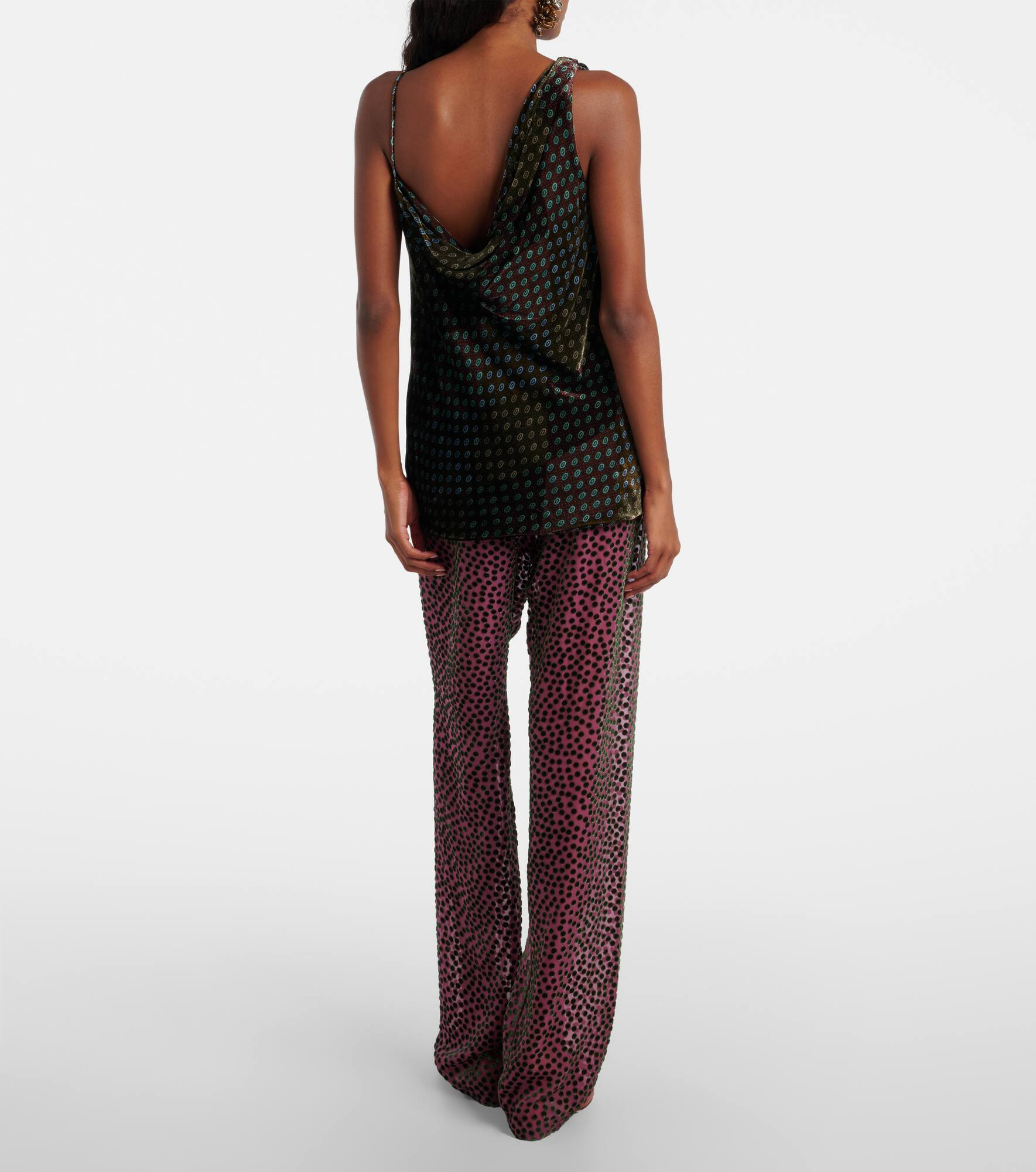 Draped printed velvet top - 3