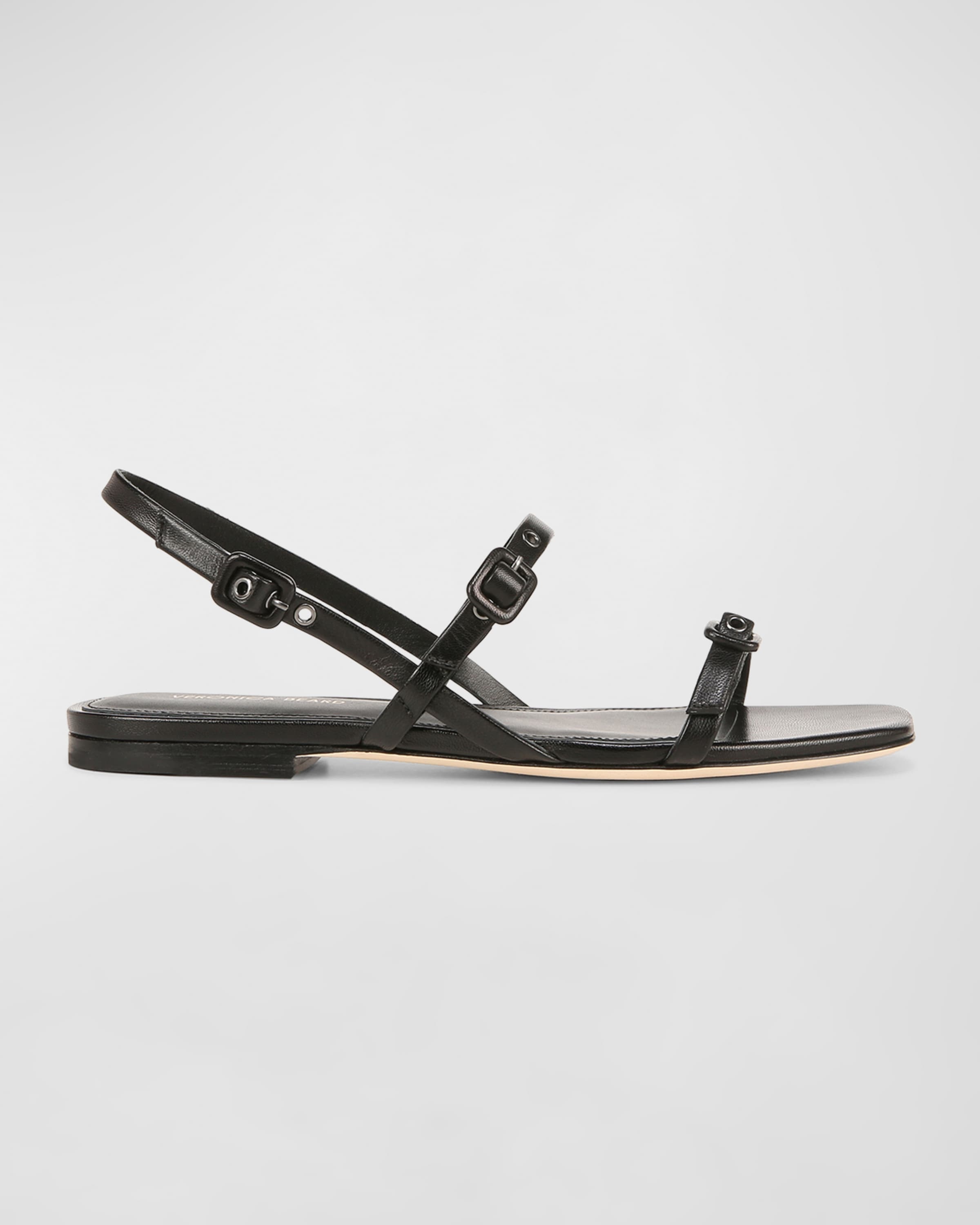 Malinda Leather Buckle Slingback Sandals - 1
