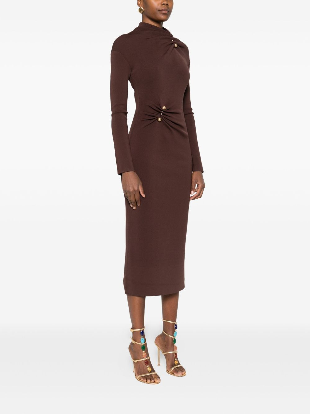 twist-detail button midi dress - 3