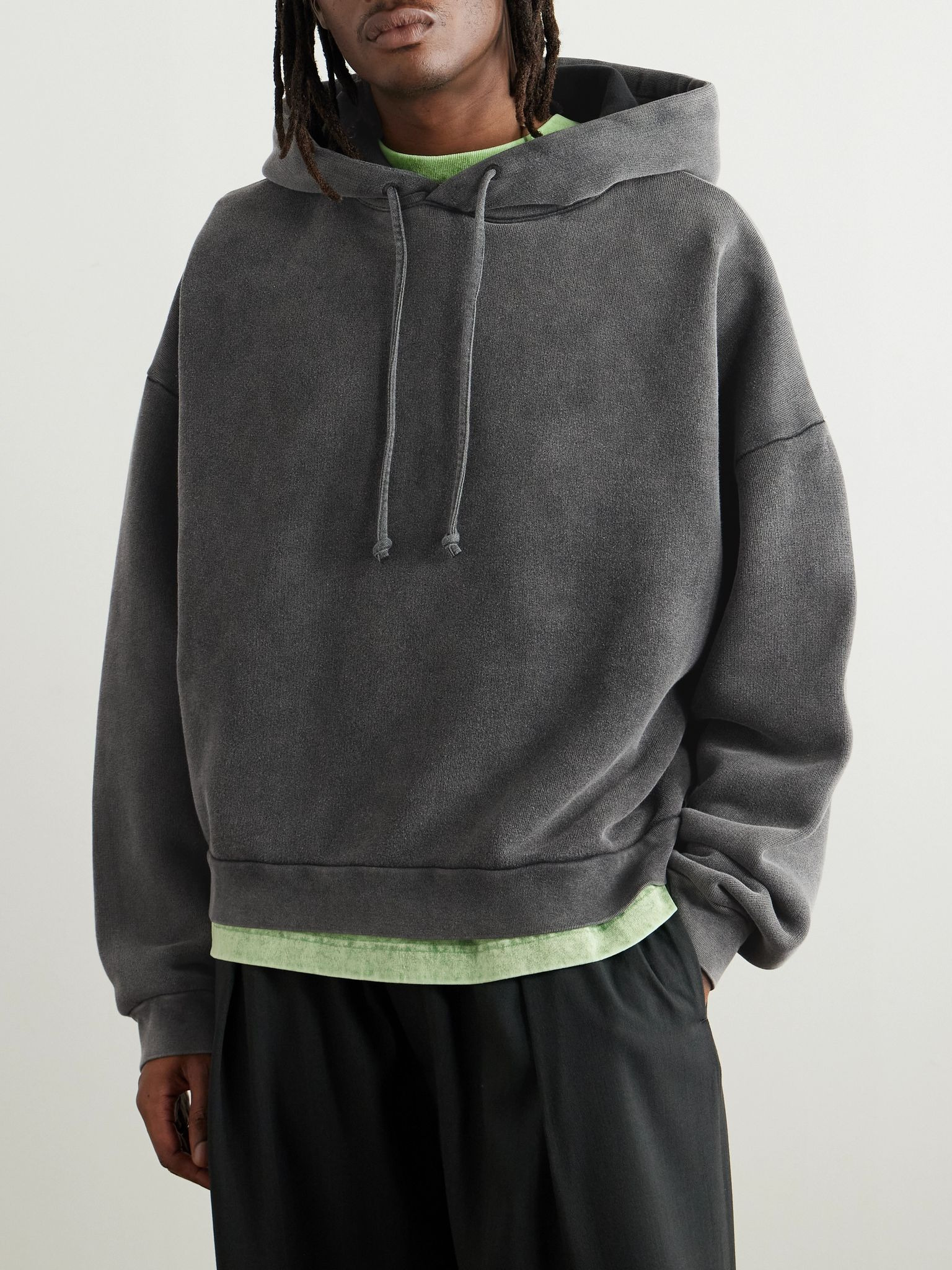 Fester H Cotton-Jersey Hoodie Gray - 3