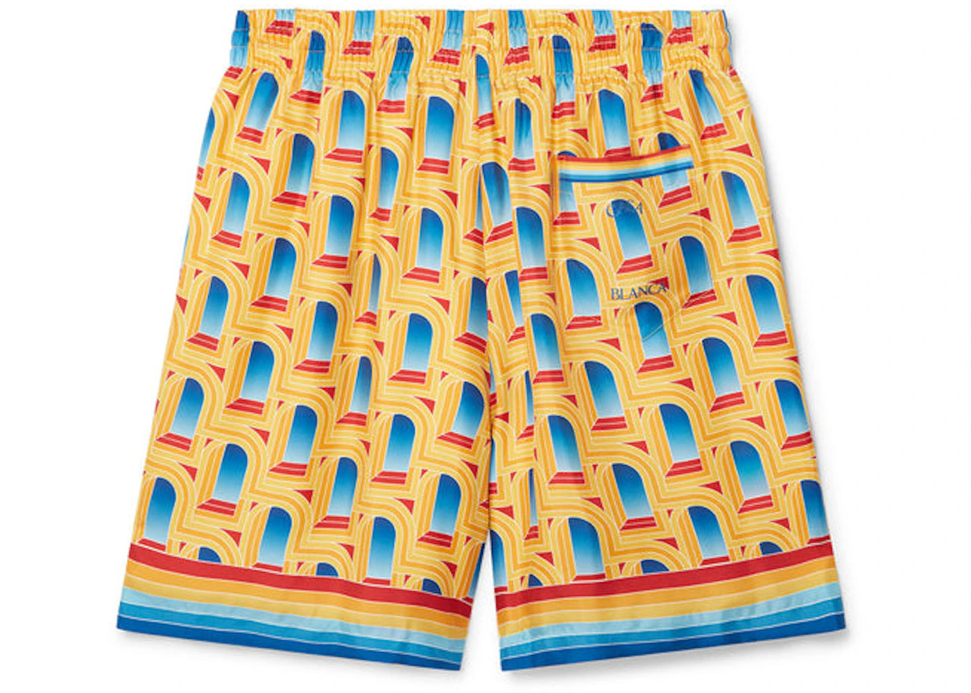 Casablanca L'Arche De Jour Silk Shorts Yellow/Orange/Blue - 2