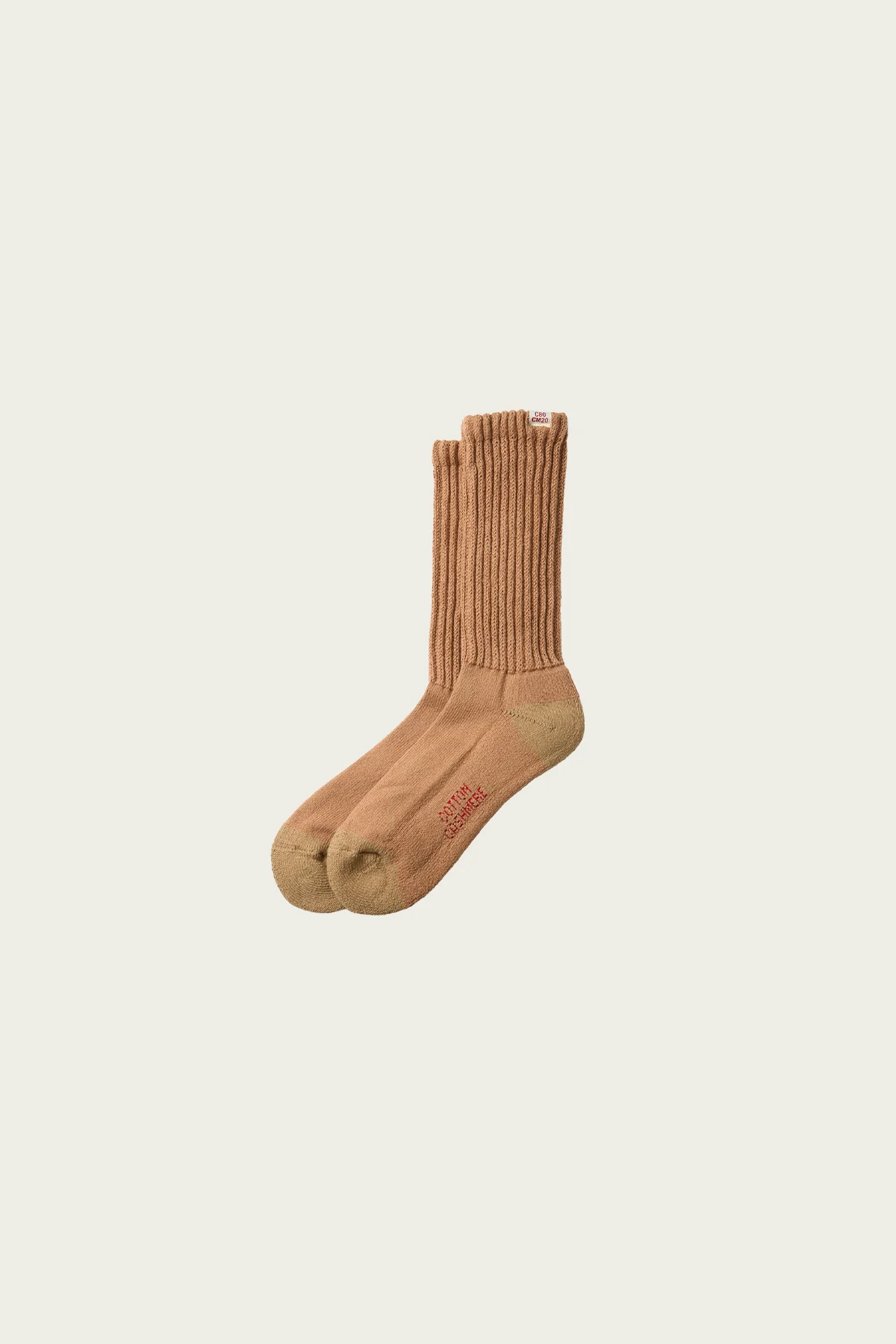 Everyday Cashmere Loose Pile Crew Socks - Light Brown / Khaki - 1