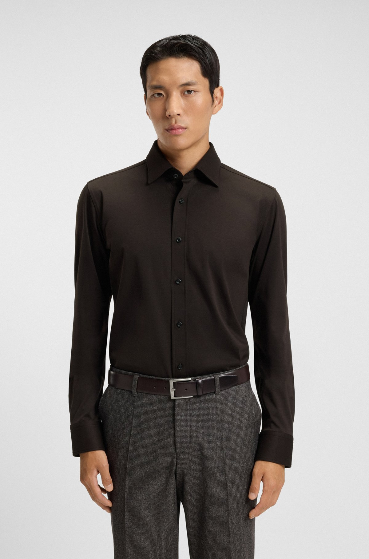 SLIM-FIT SHIRT IN MERCERISED COTTON - 2