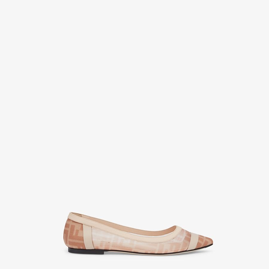 Nude leather and pink mesh ballerinas - 1