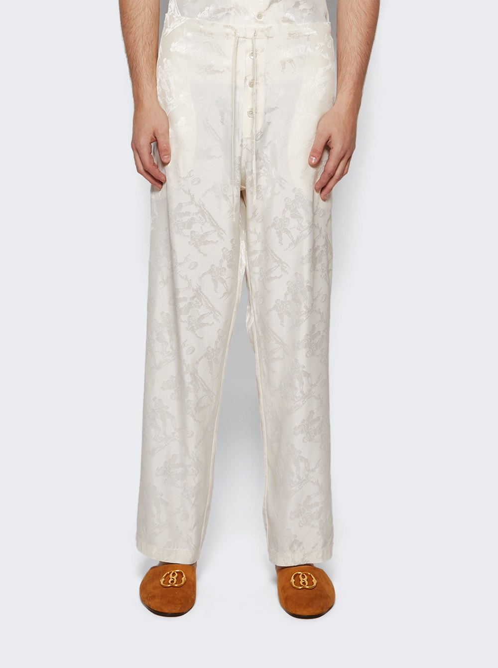 Football Jacquard Pajama Pants Cream - 3