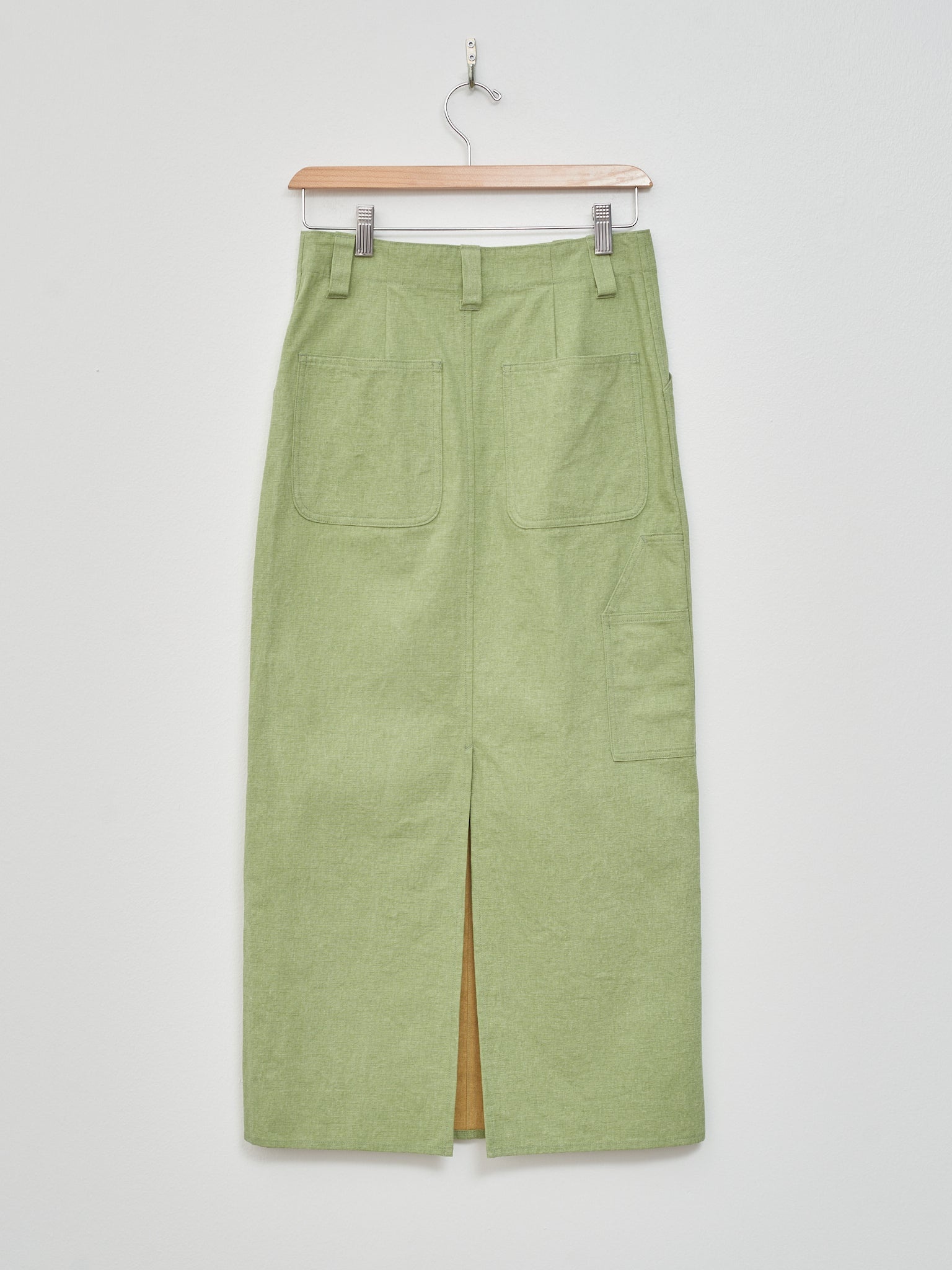 Washed Hard Twist Canvas Skirt - Green - 6