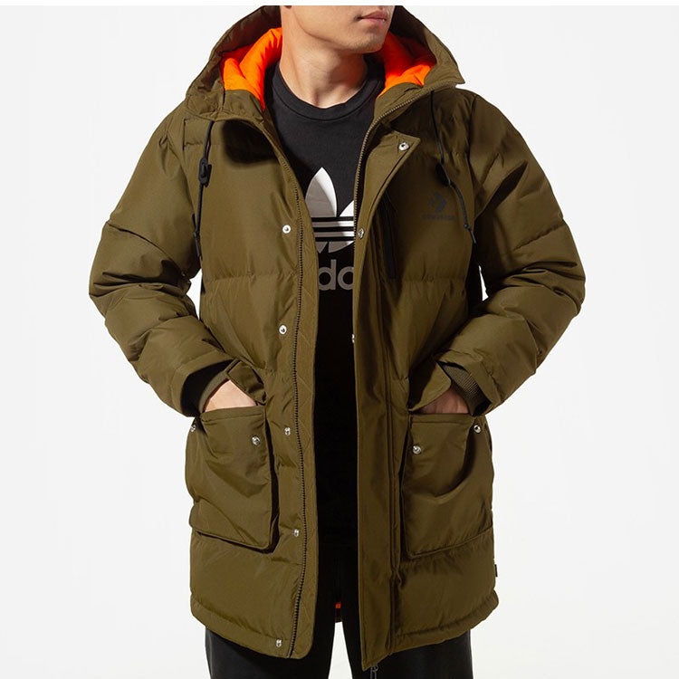 Converse Mid-Length Down Fill Puffer Jacket 'Olive Green' 10019323-A02 - 5