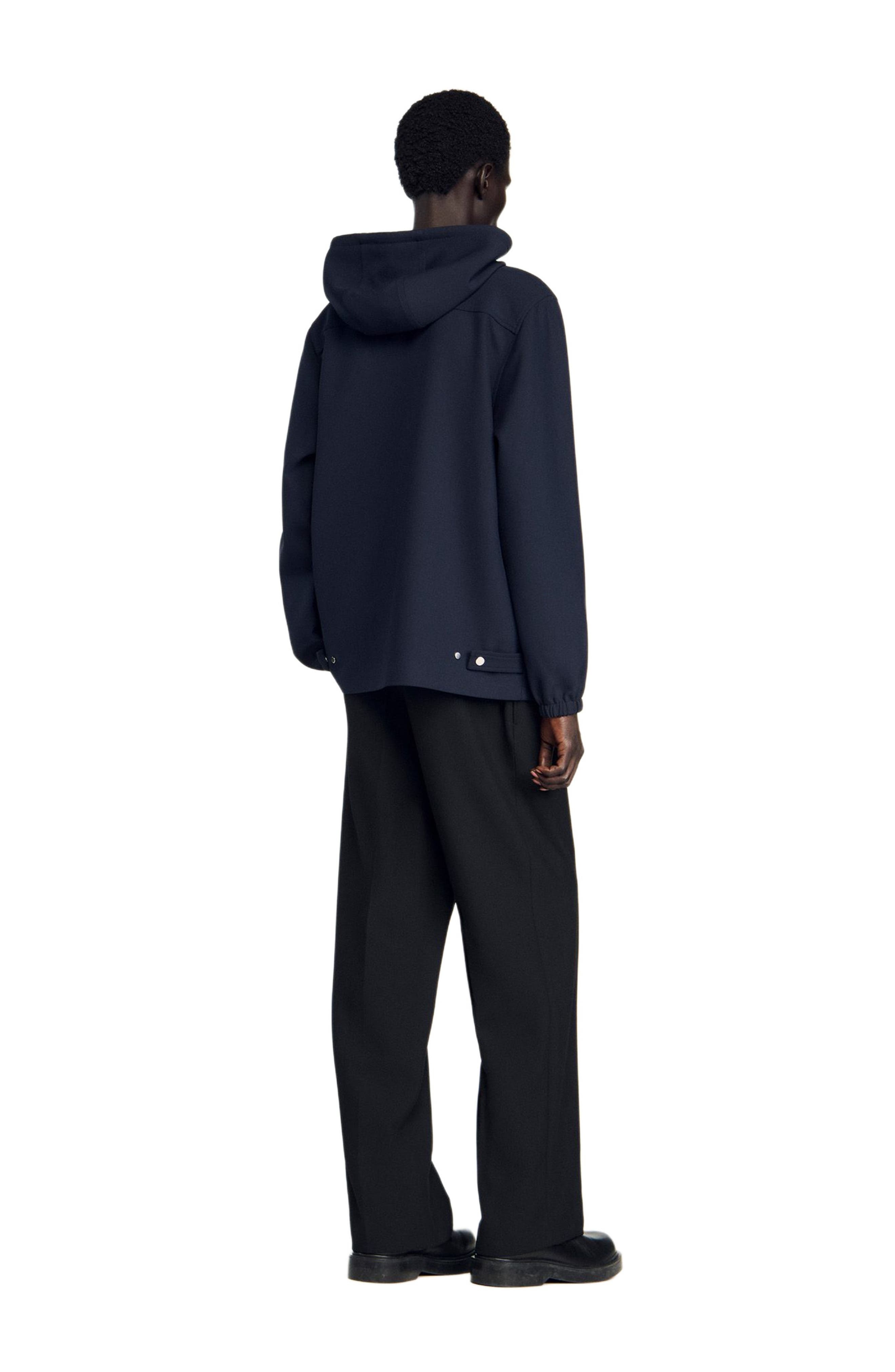 SANDRO Hooded shirt in Navy Blue at Nordstrom - 3