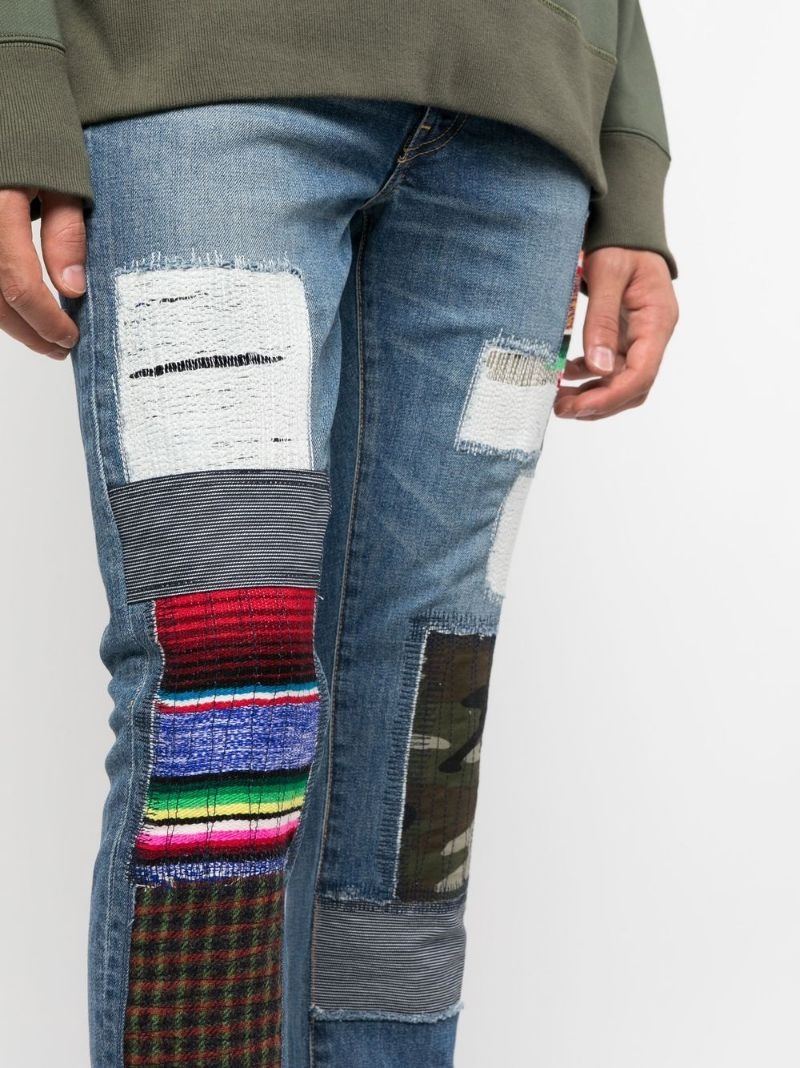 patchwork-detail slim-fit jeans - 7