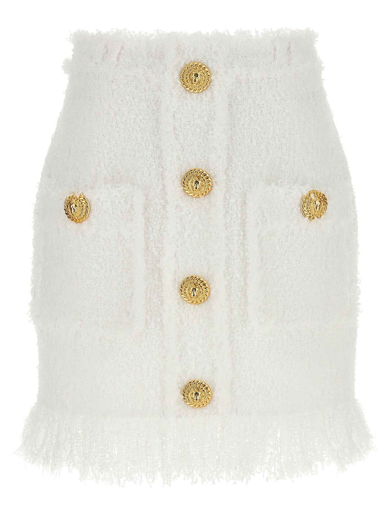 スカート BALMAIN Button tweed skirt White DF1LBA20XC67 Balmain Button Tweed Skirt Skirts White | wananluxury