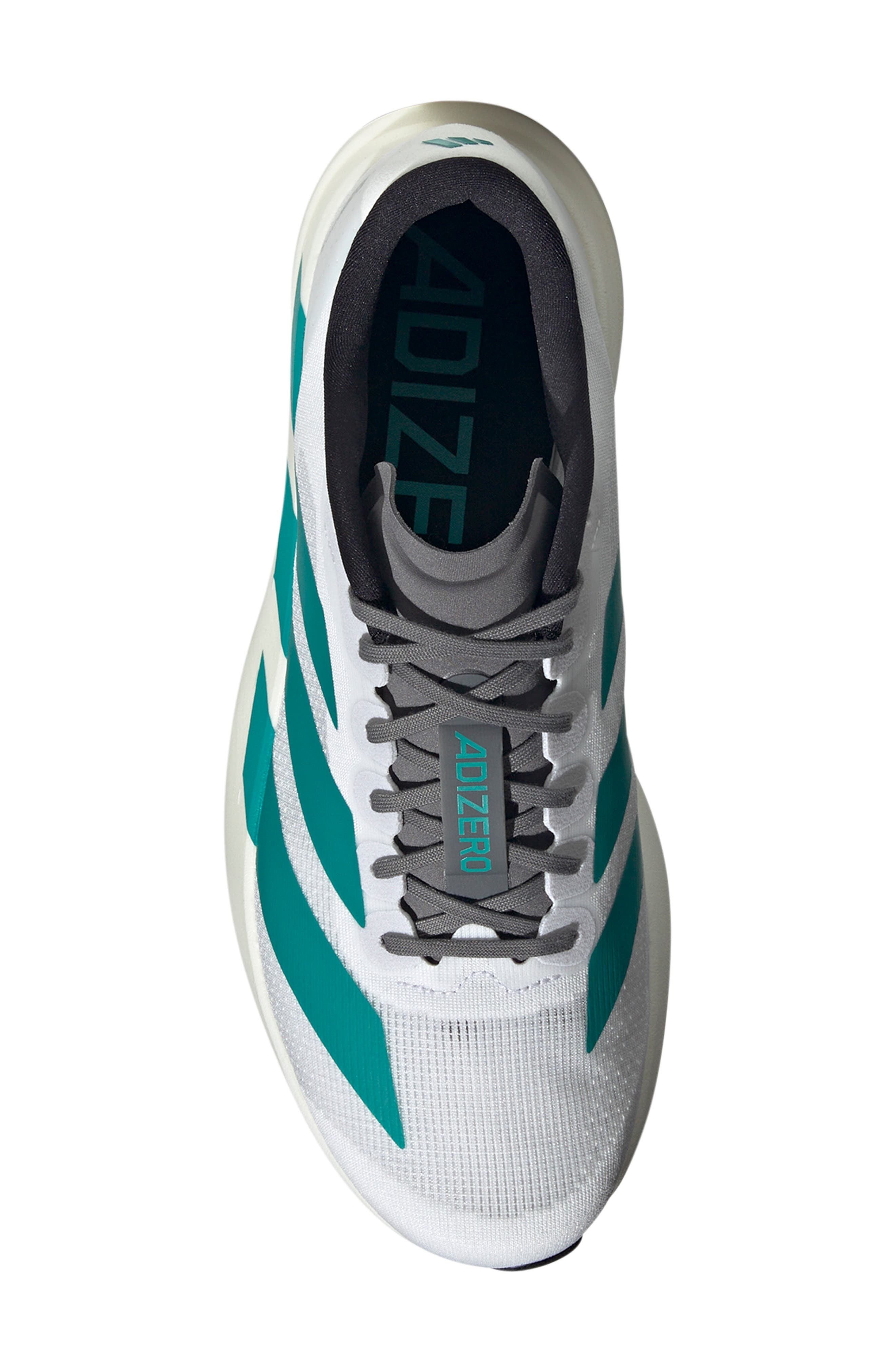 adidas Gender Inclusive Adizero Evo SL Running Shoe in White/Pure Teal/Grey at Nordstrom - 4