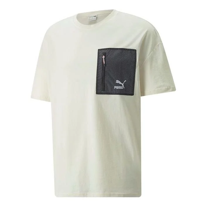 PUMA Logo Zip Pocket Tee 'White' 535418-65 - 1