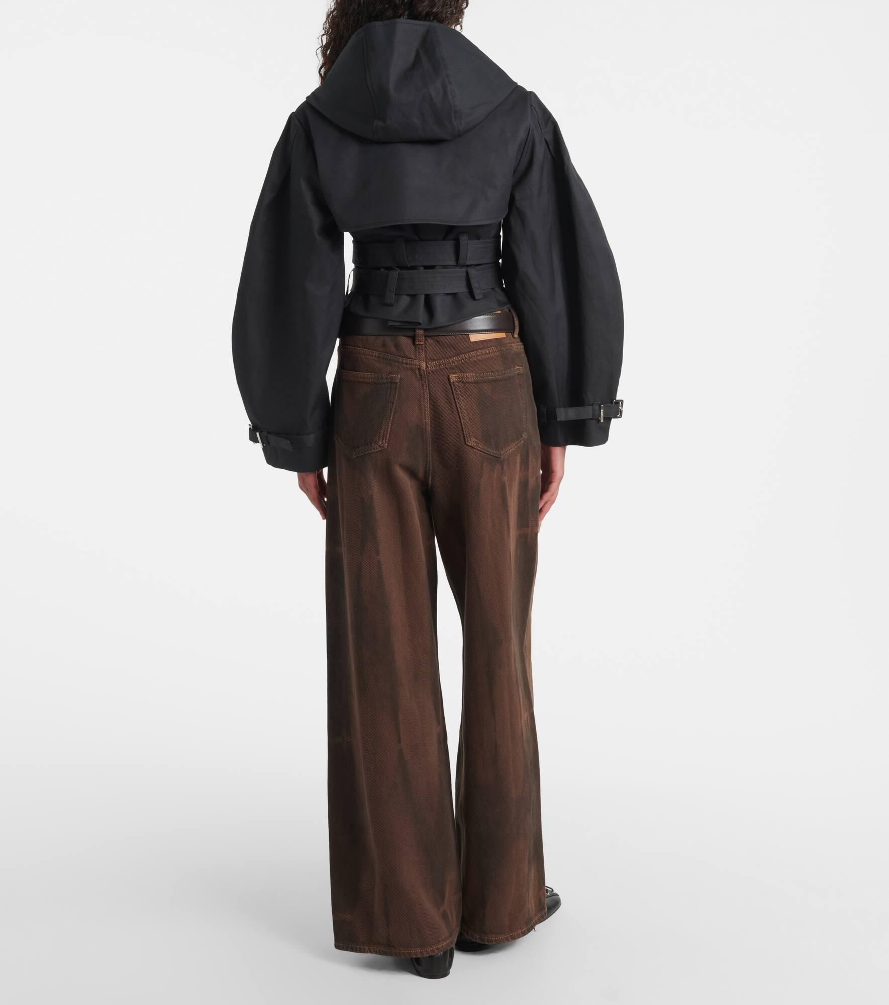 Belted cropped cotton jacket - 3