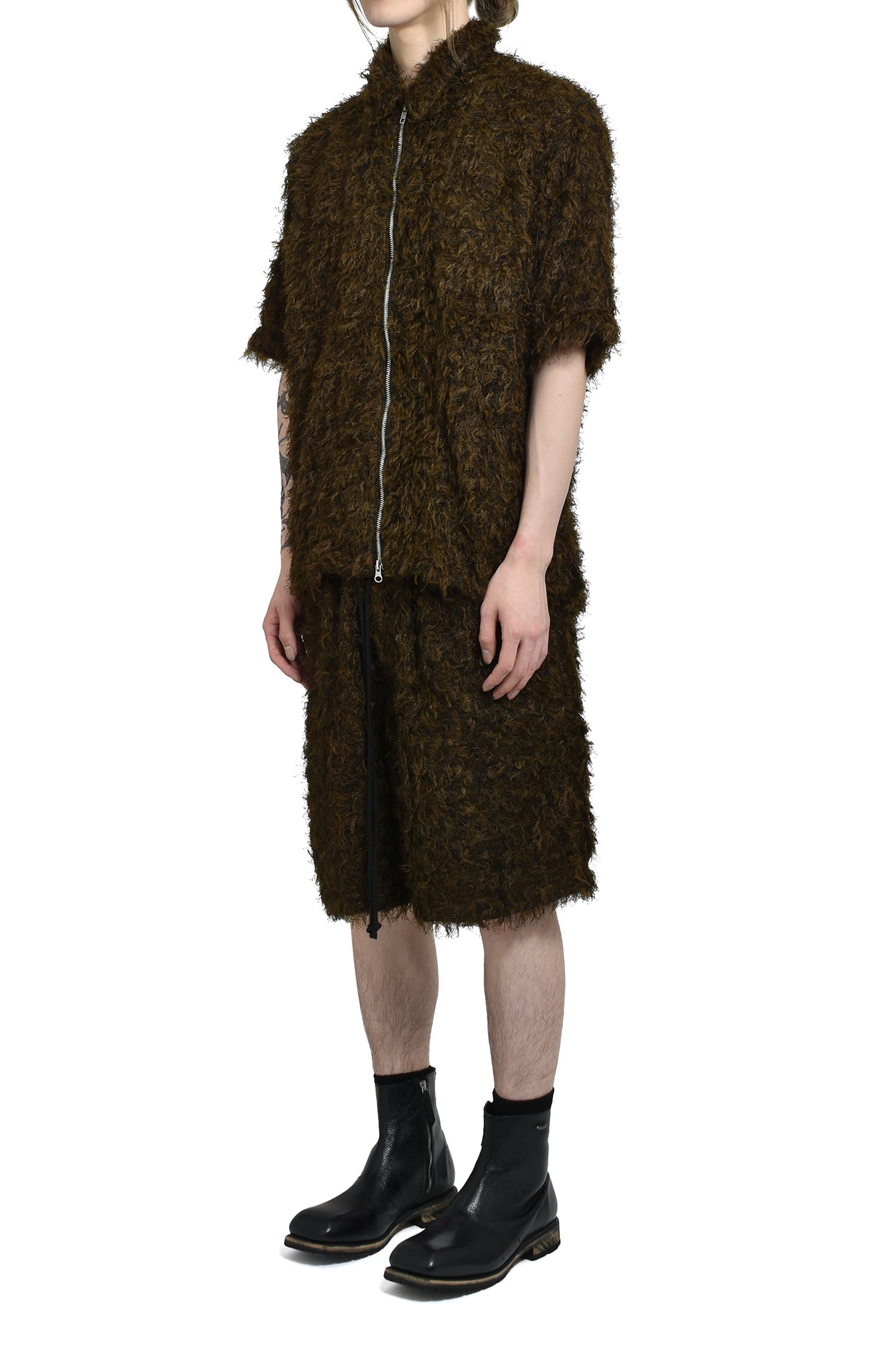 ZIP UP BOX SHIRT / BLK / BRW - 4