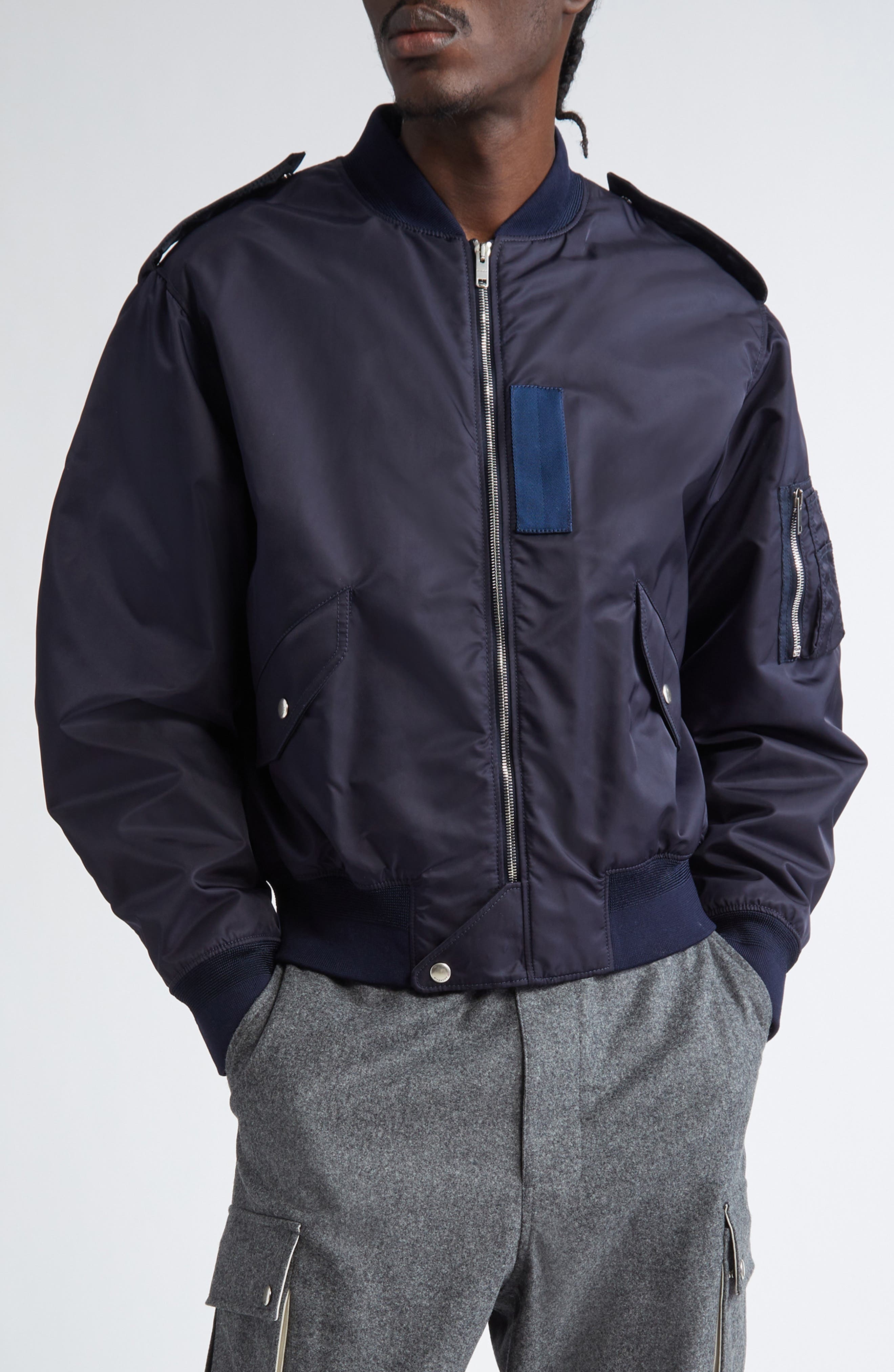 Givenchy Logo Medallion Bomber Jacket in Navy at Nordstrom - 1