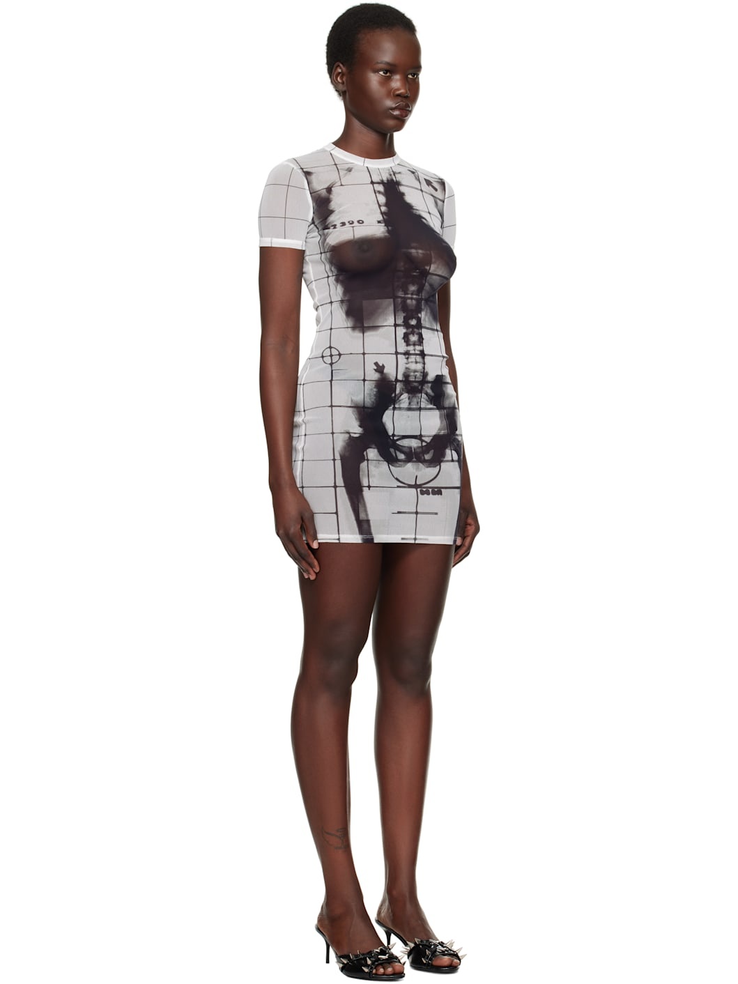 White & Black 'The Squeletor' Minidress - 2