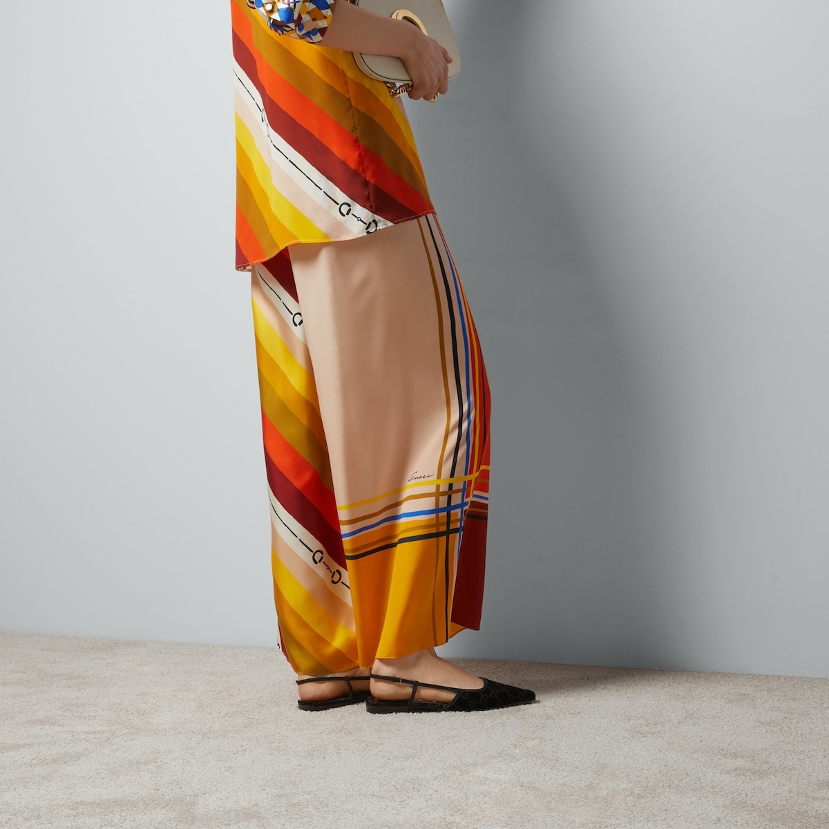 Heritage patchwork print silk pant - 6
