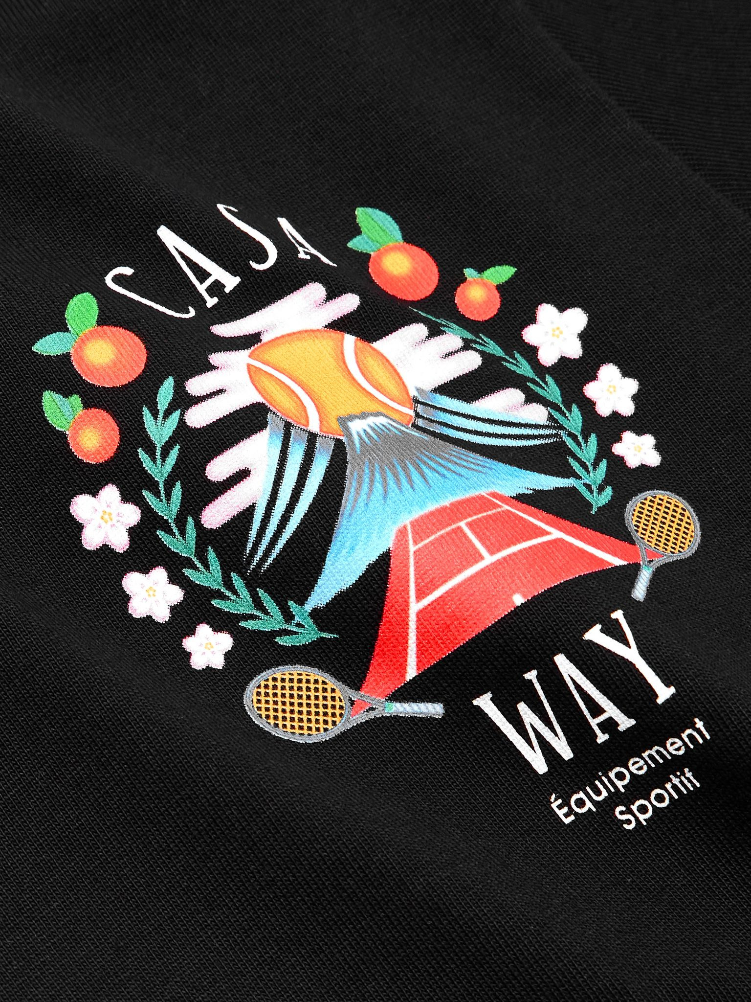 Casa Way Mountain Printed Organic Cotton-Jersey T-Shirt Black - 4