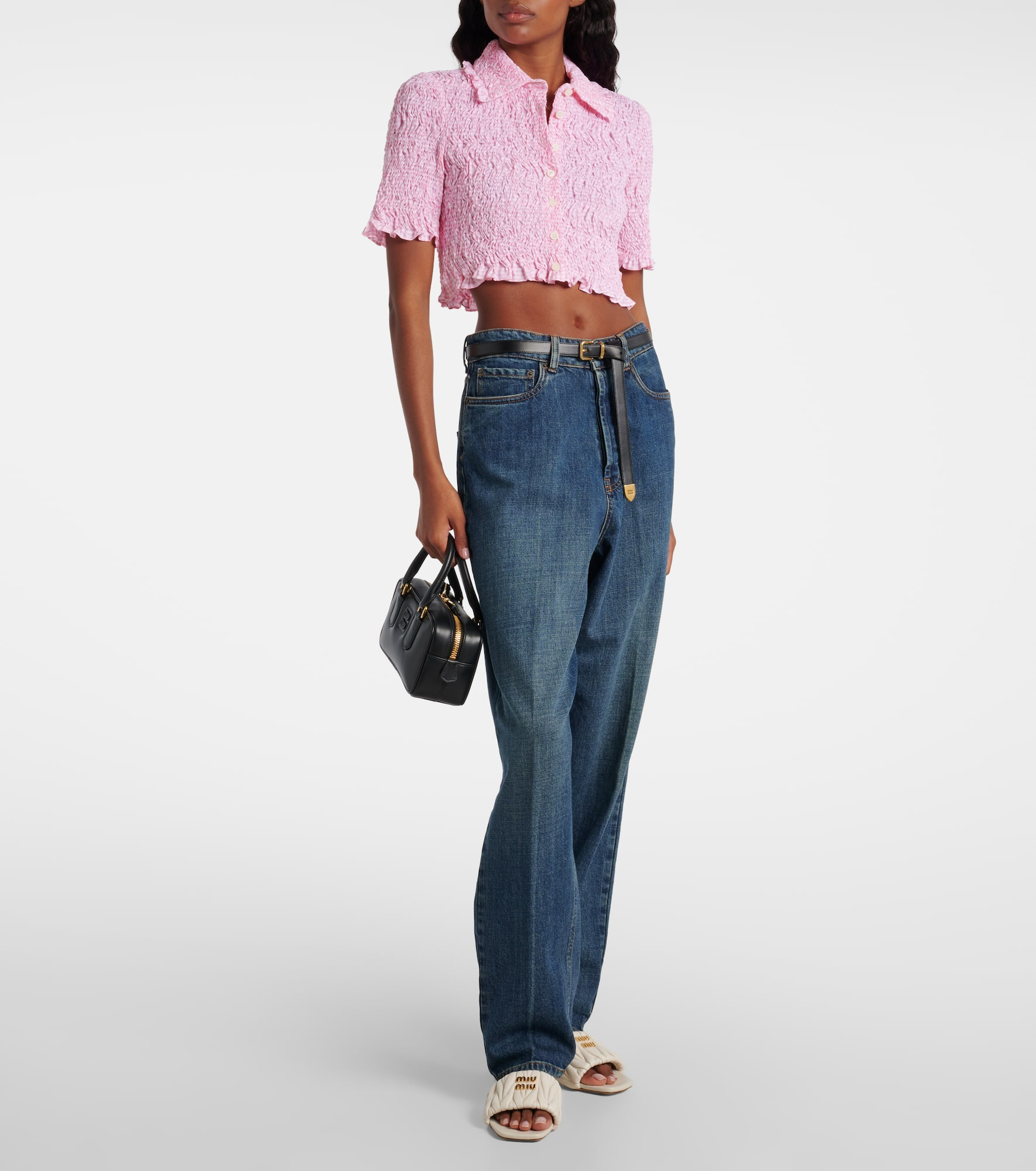Gingham cropped blouse - 2