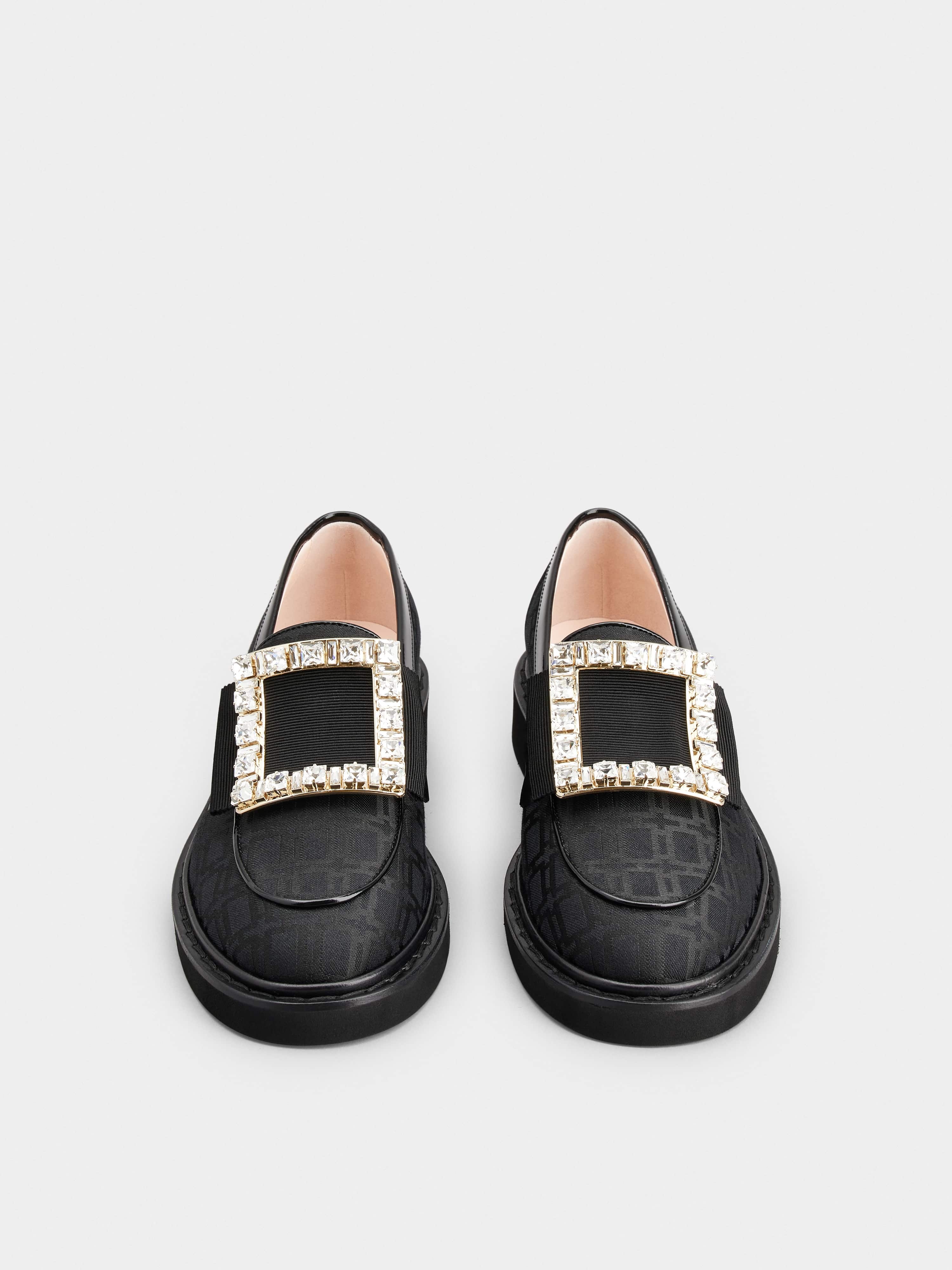 Viv' Rangers Rhinestone Buckle Loafers in Fabric - 7